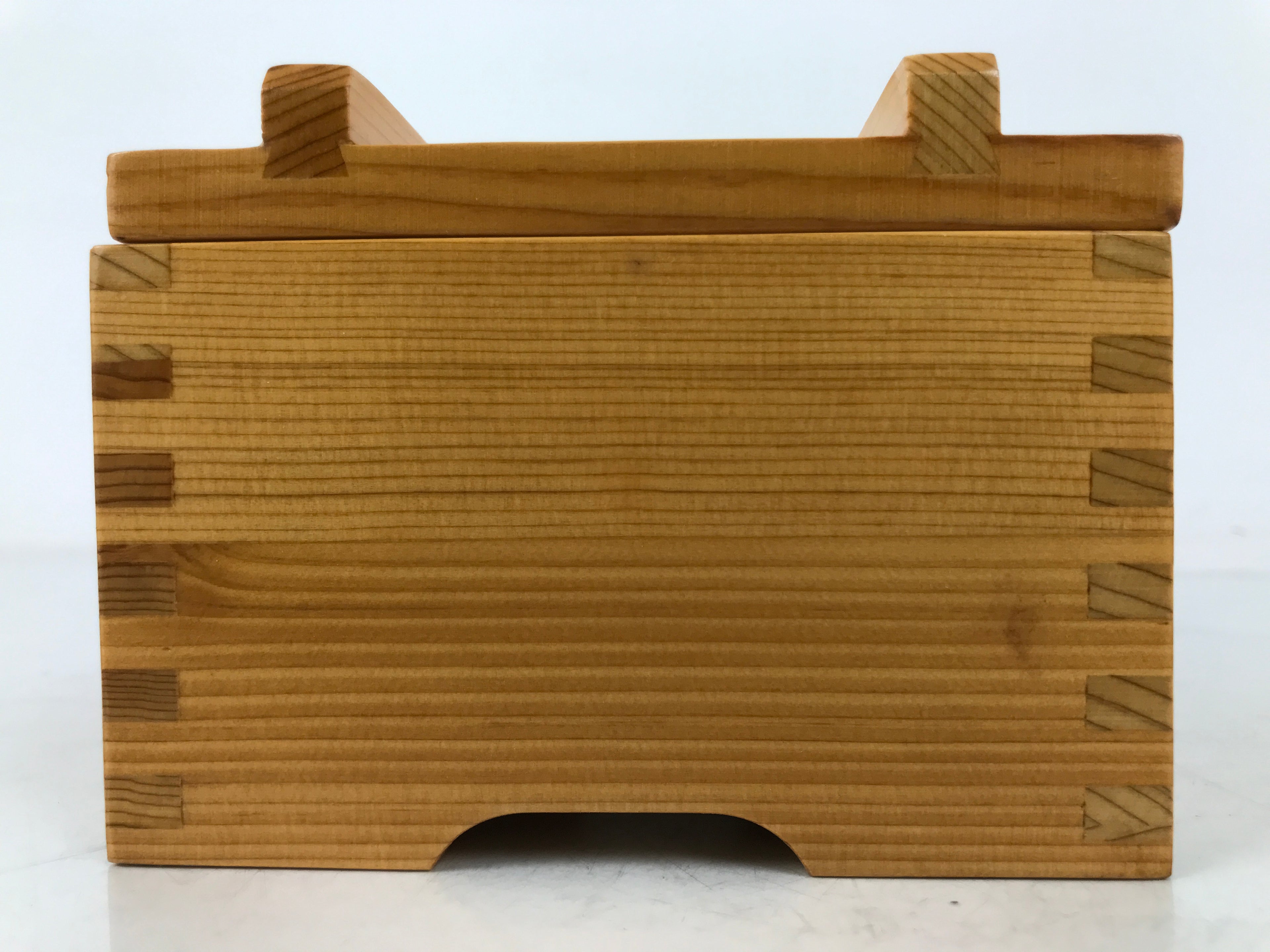 Japanese Brushed Lacquer Lidded Wooden Box Dish Vtg Kaiseki Meal Brown L411