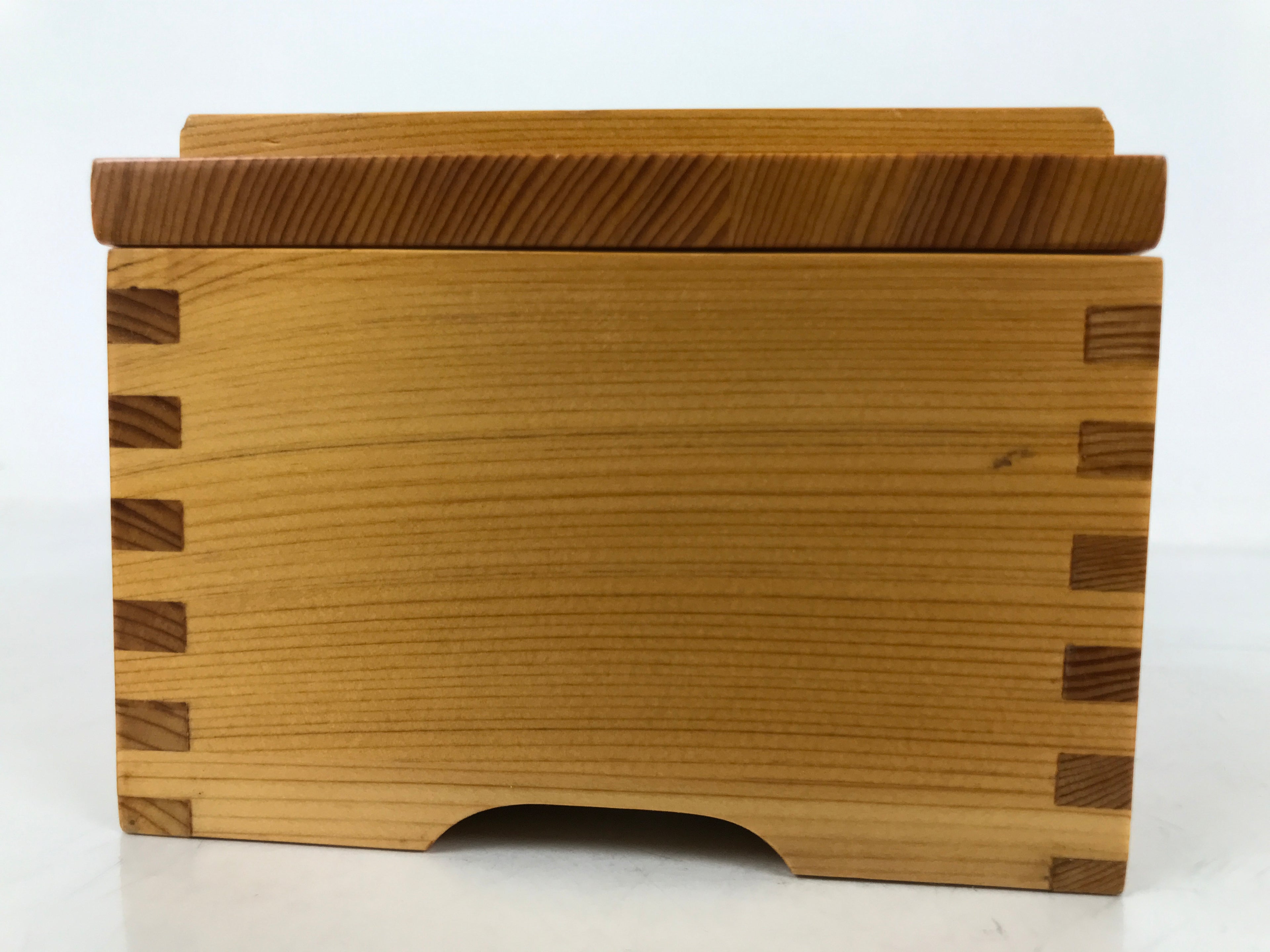 Japanese Brushed Lacquer Lidded Wooden Box Dish Vtg Kaiseki Meal Brown L412