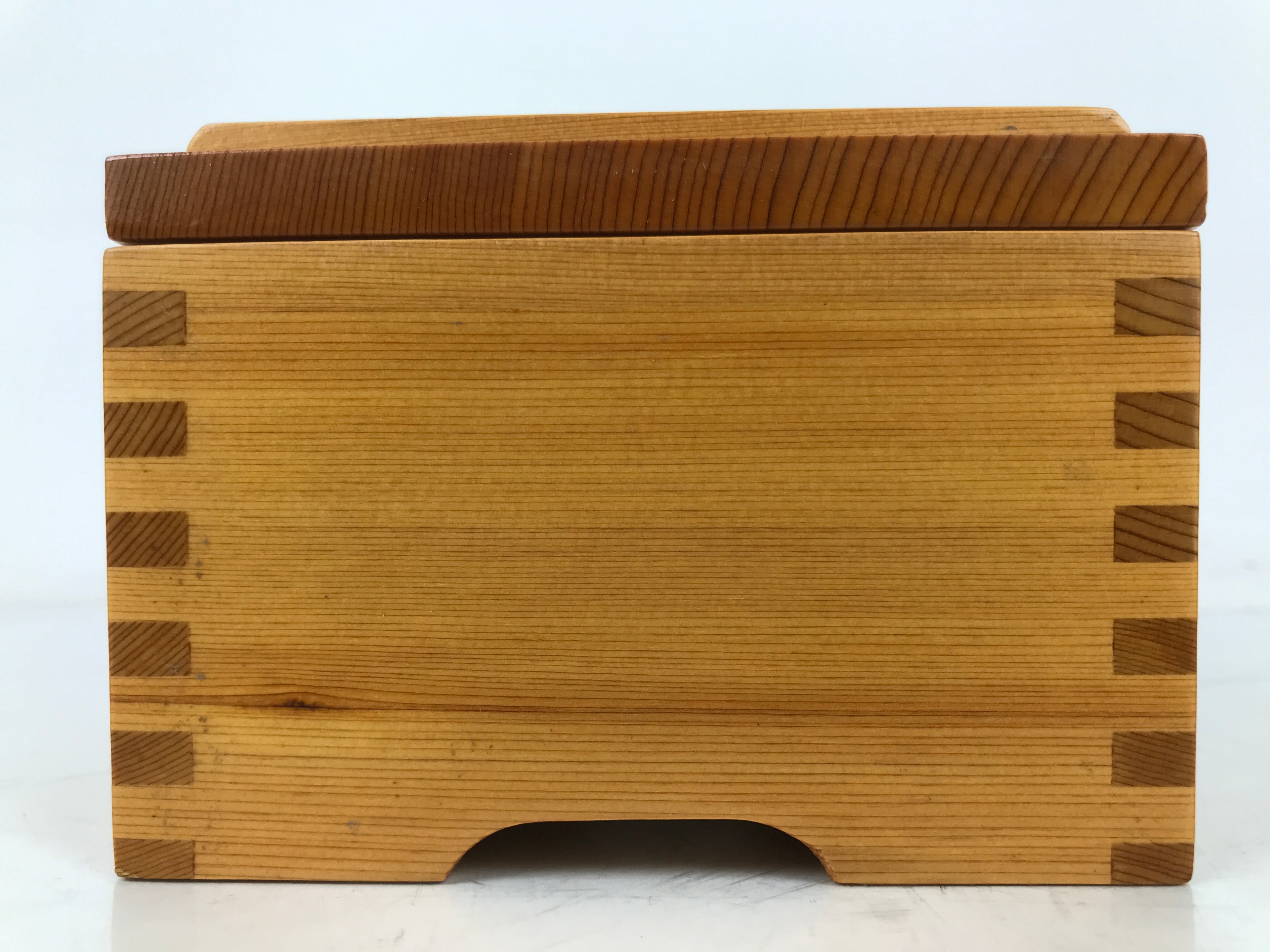 Japanese Brushed Lacquer Lidded Wooden Box Dish Vtg Kaiseki Meal Brown L413