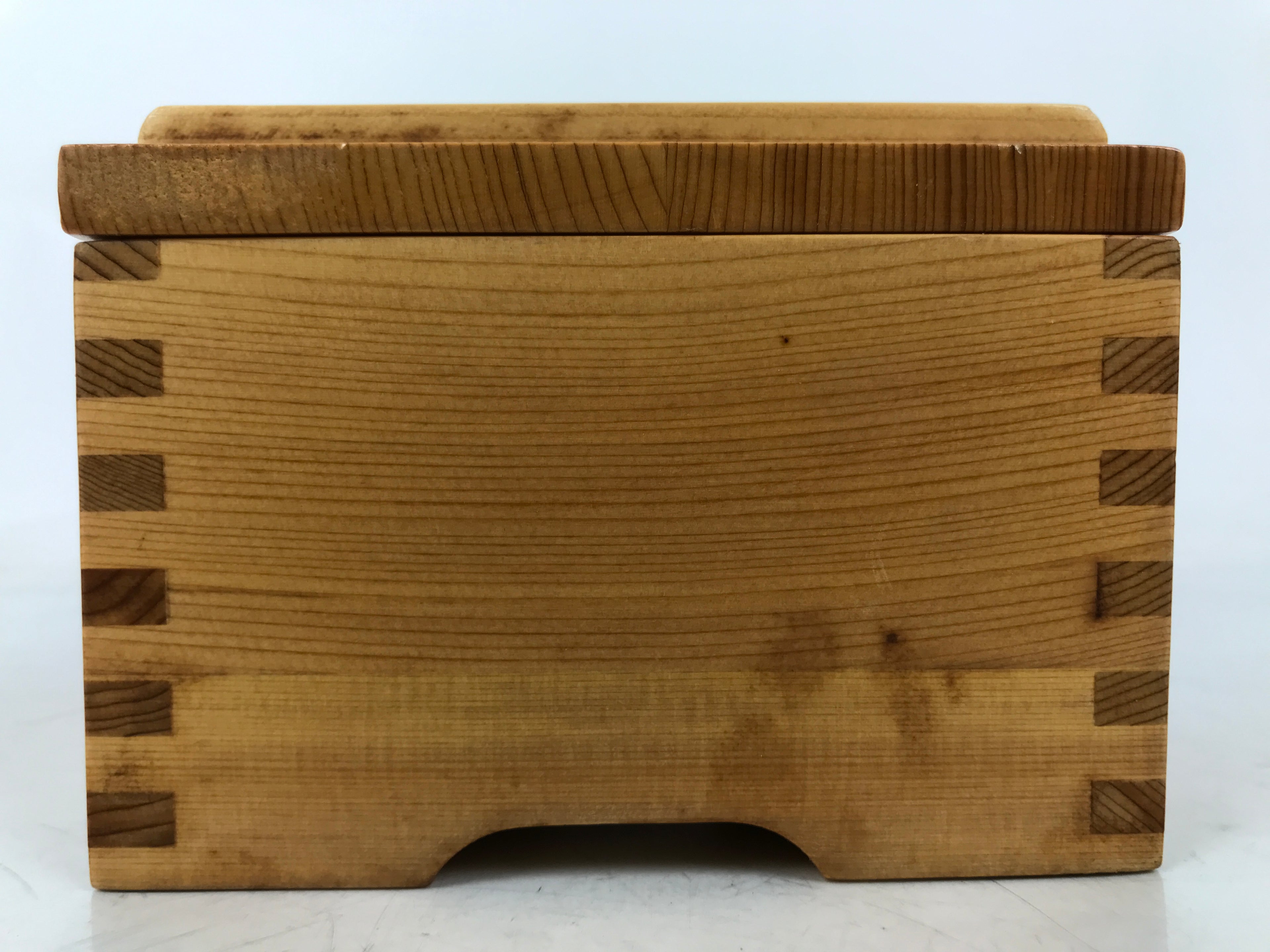 Japanese Brushed Lacquer Lidded Wooden Box Dish Vtg Kaiseki Meal Brown L414