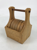 Japanese Brushed Lacquer Wood Drink Saucer Vtg Chataku Coaster 6c Brown LWB135