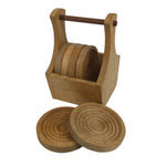 Japanese Brushed Lacquer Wood Drink Saucer Vtg Chataku Coaster 6c Brown LWB135