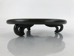 Japanese Brushed Lacquer Wood Flower Vase Stand Vtg Round Kadai Ikebana WT517