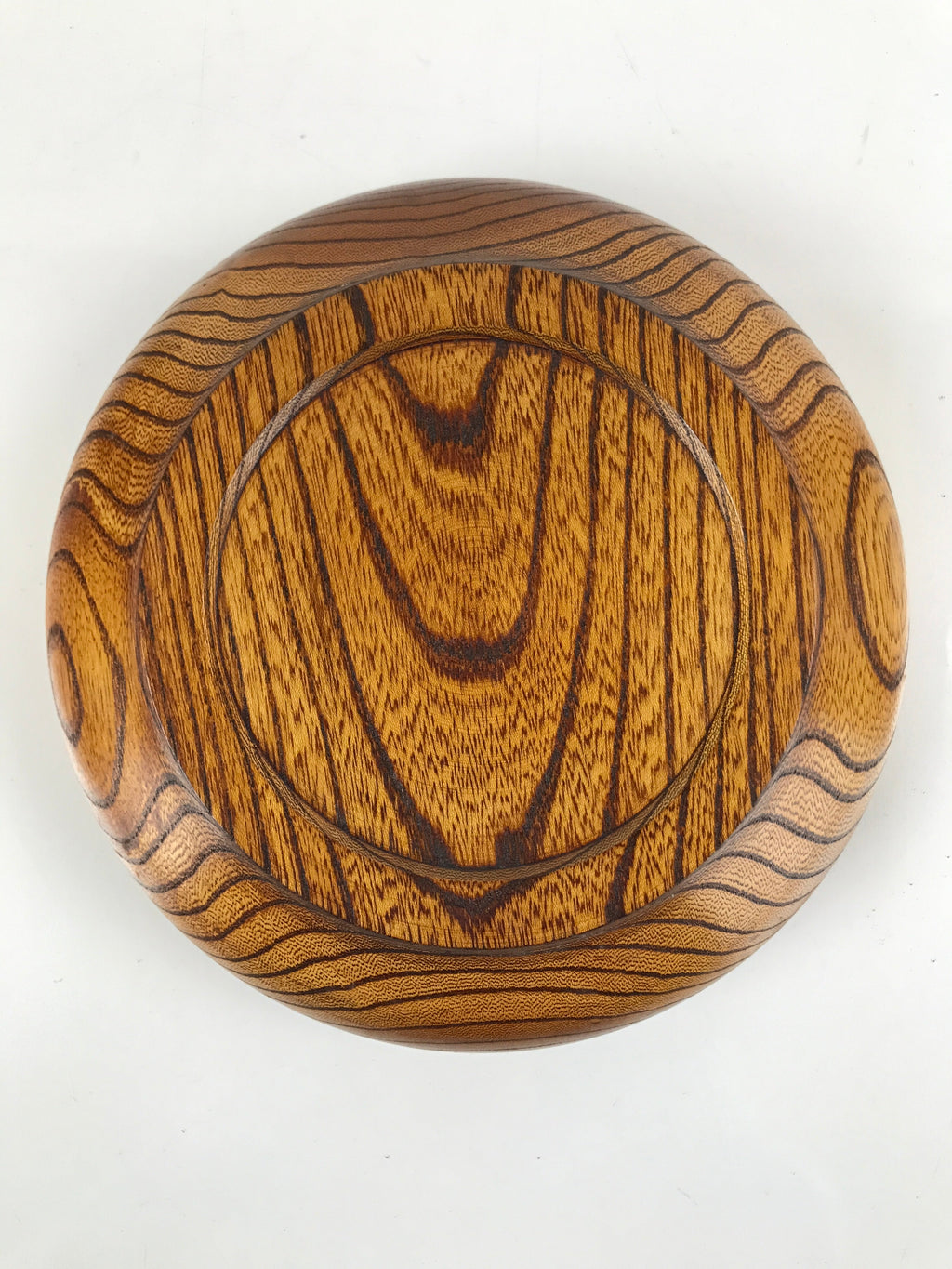 Japanese Brushed Lacquer Wood Kashiki Snack Bowl Vtg Kashibachi Brown L264