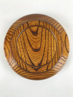 Japanese Brushed Lacquer Wood Kashiki Snack Bowl Vtg Kashibachi Brown L264