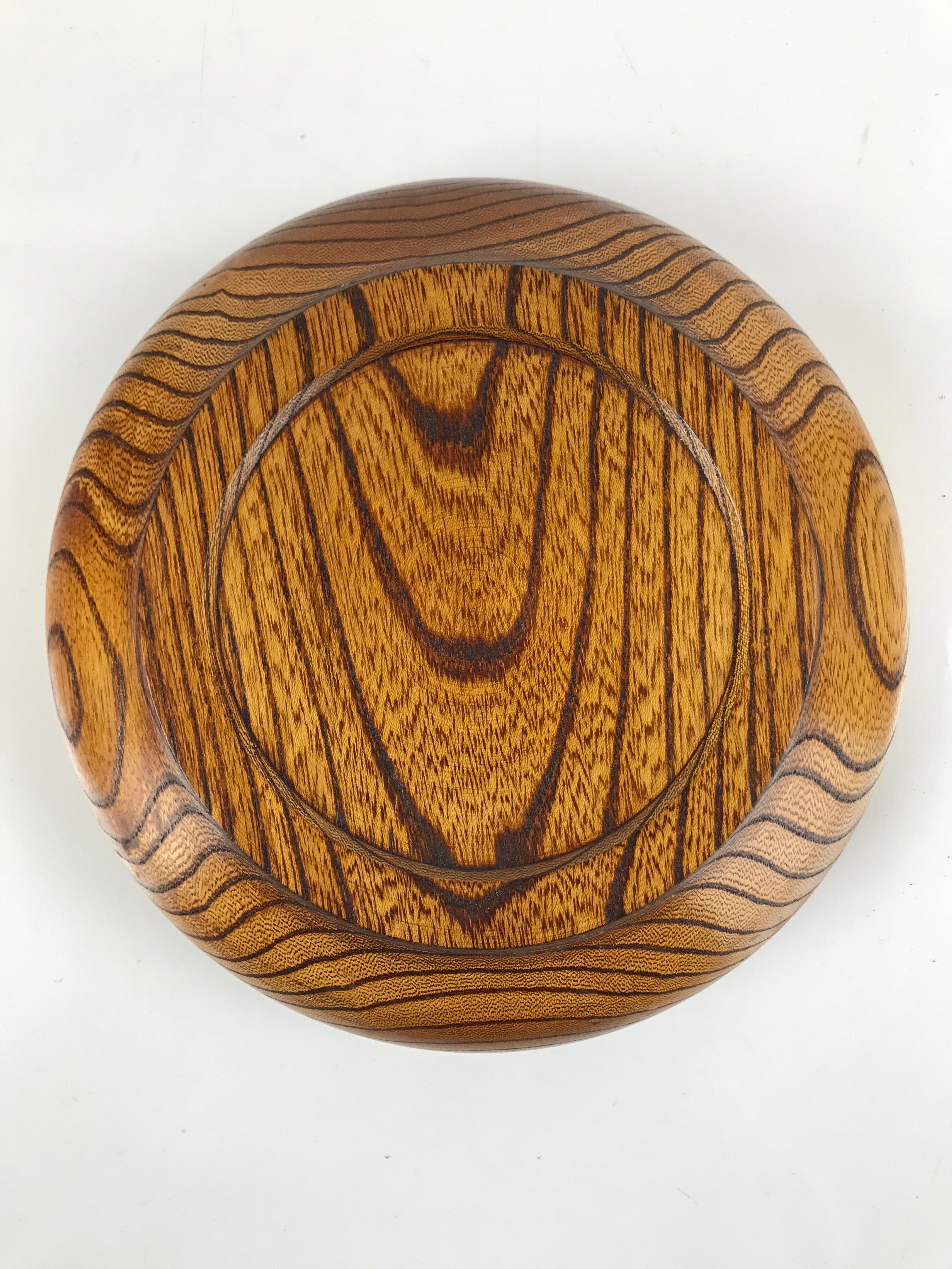 Japanese Brushed Lacquer Wood Kashiki Snack Bowl Vtg Kashibachi Brown L264