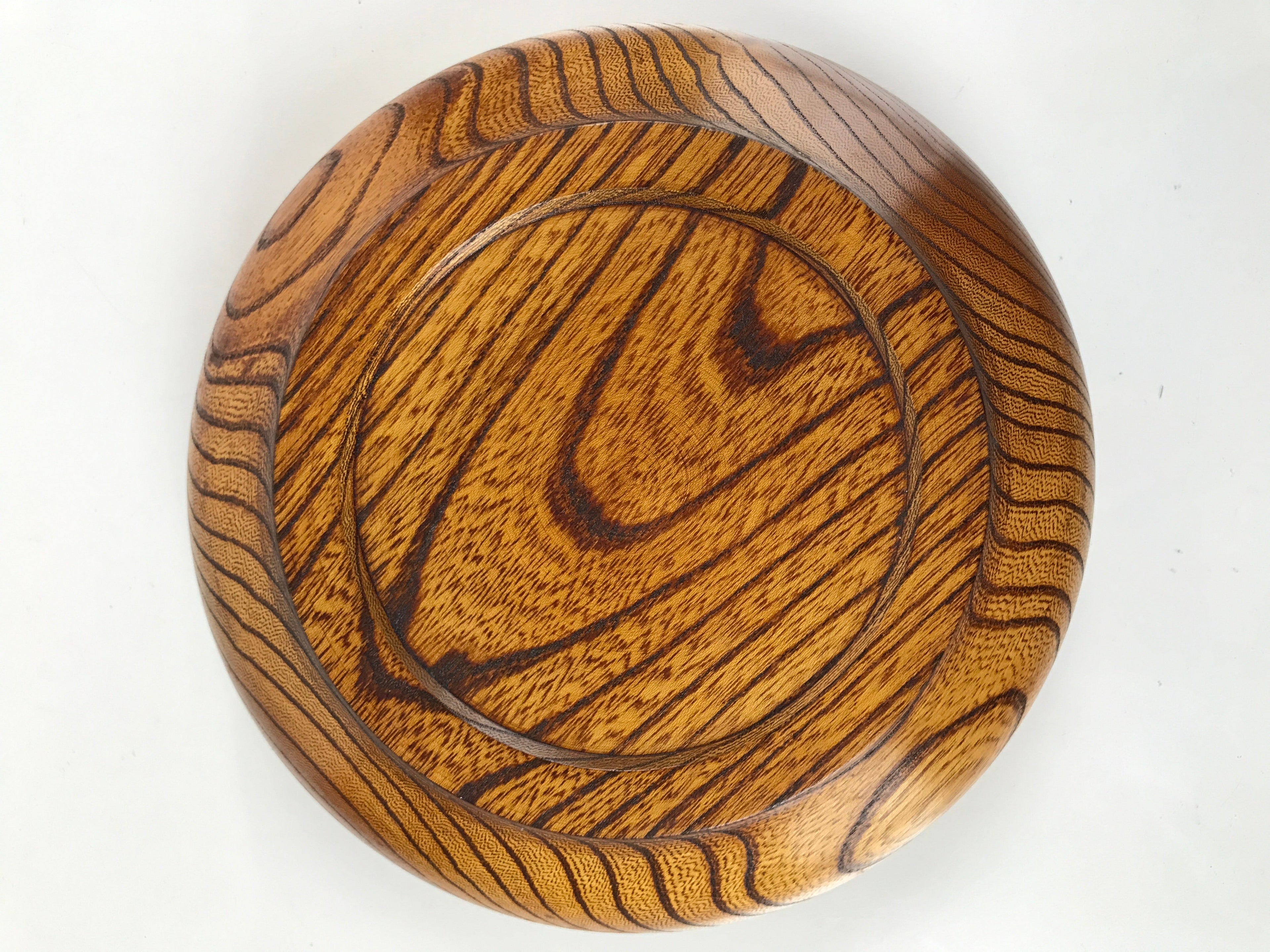 Japanese Brushed Lacquer Wood Kashiki Snack Bowl Vtg Kashibachi Brown L264