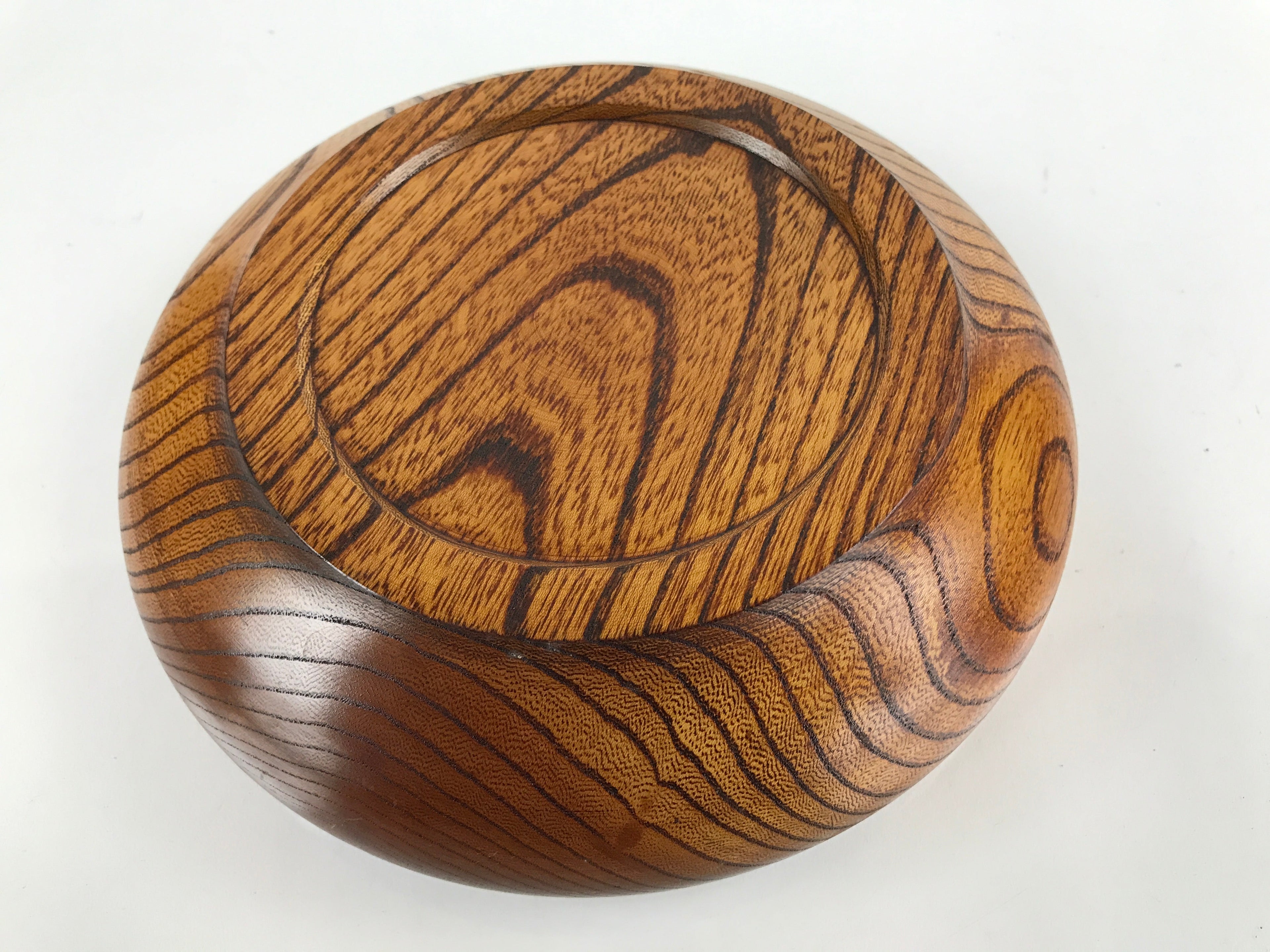Japanese Brushed Lacquer Wood Kashiki Snack Bowl Vtg Kashibachi Brown L264