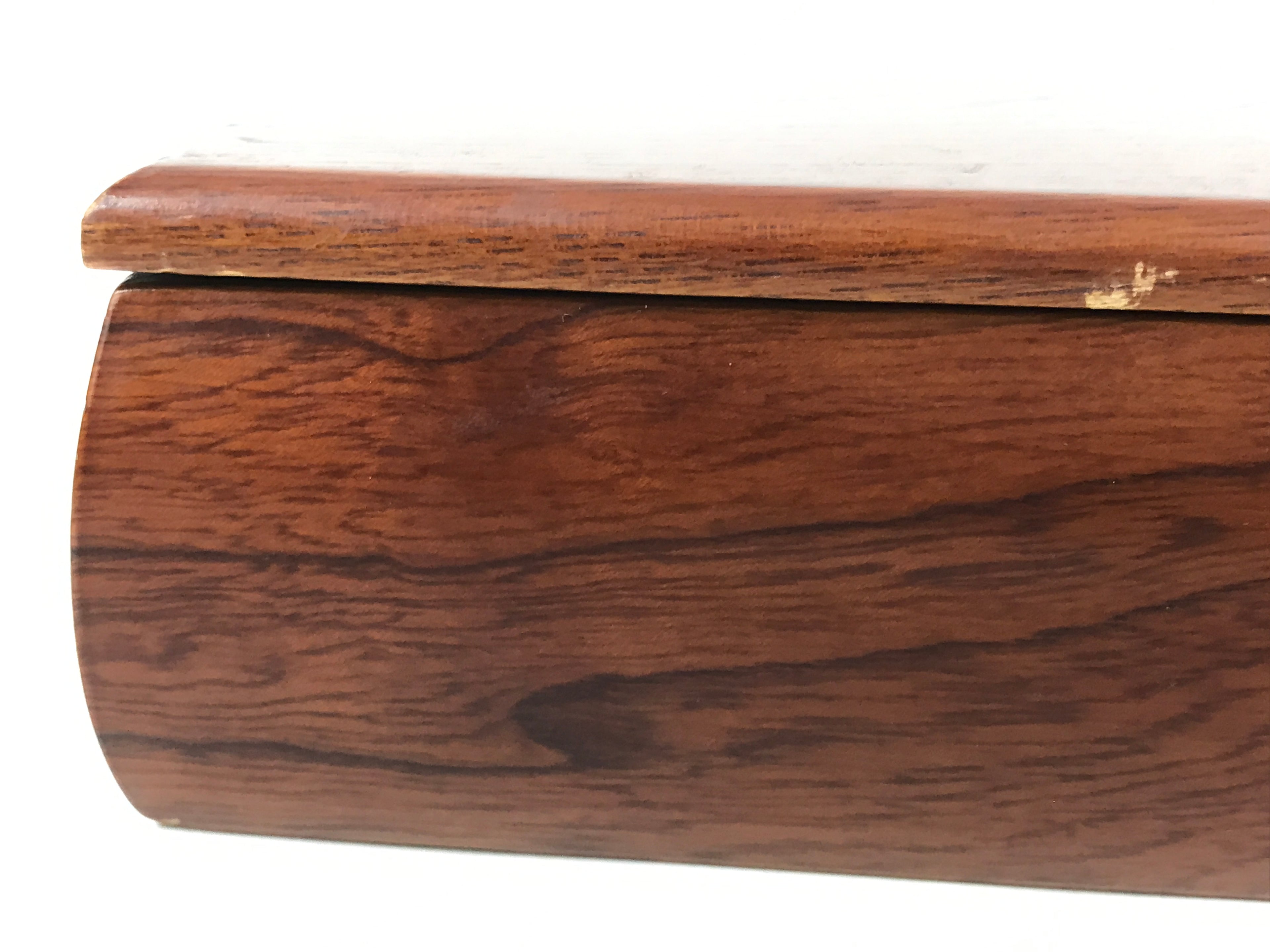 Japanese Brushed Lacquer Wood Lidded Fumibako Letter Box Vtg Simple Brown FB87