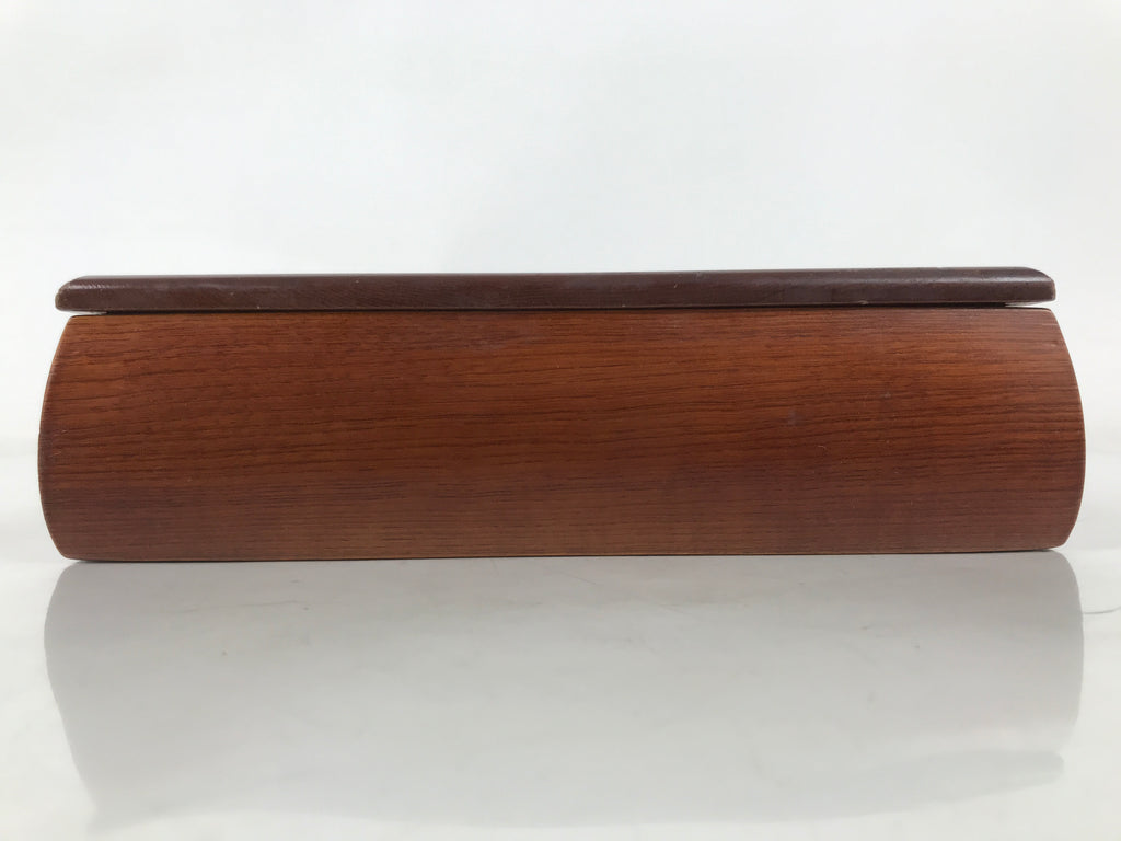 Japanese Brushed Lacquer Wood Lidded Fumibako Letter Box Vtg Simple Brown FB87