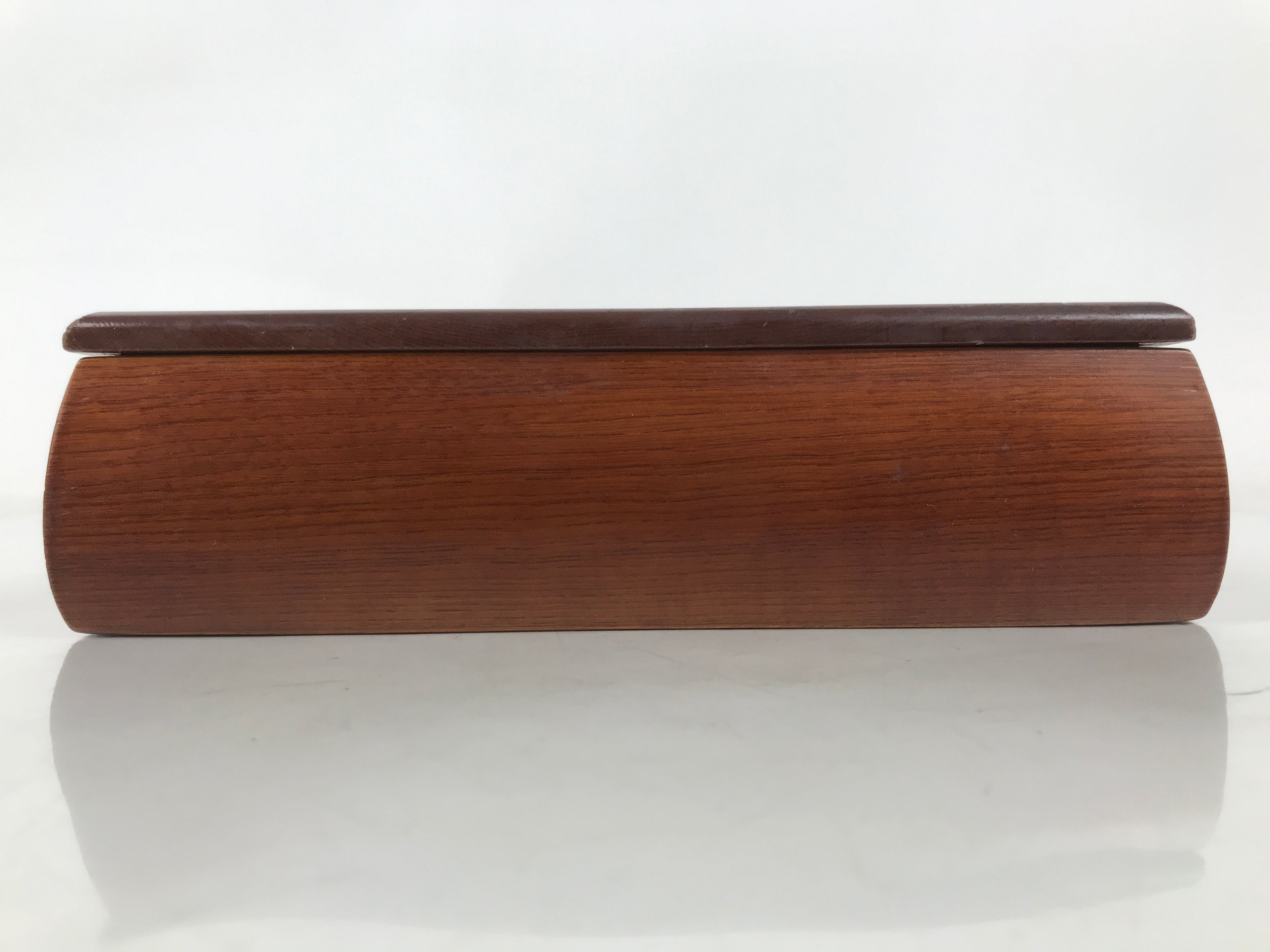 Japanese Brushed Lacquer Wood Lidded Fumibako Letter Box Vtg Simple Brown FB87