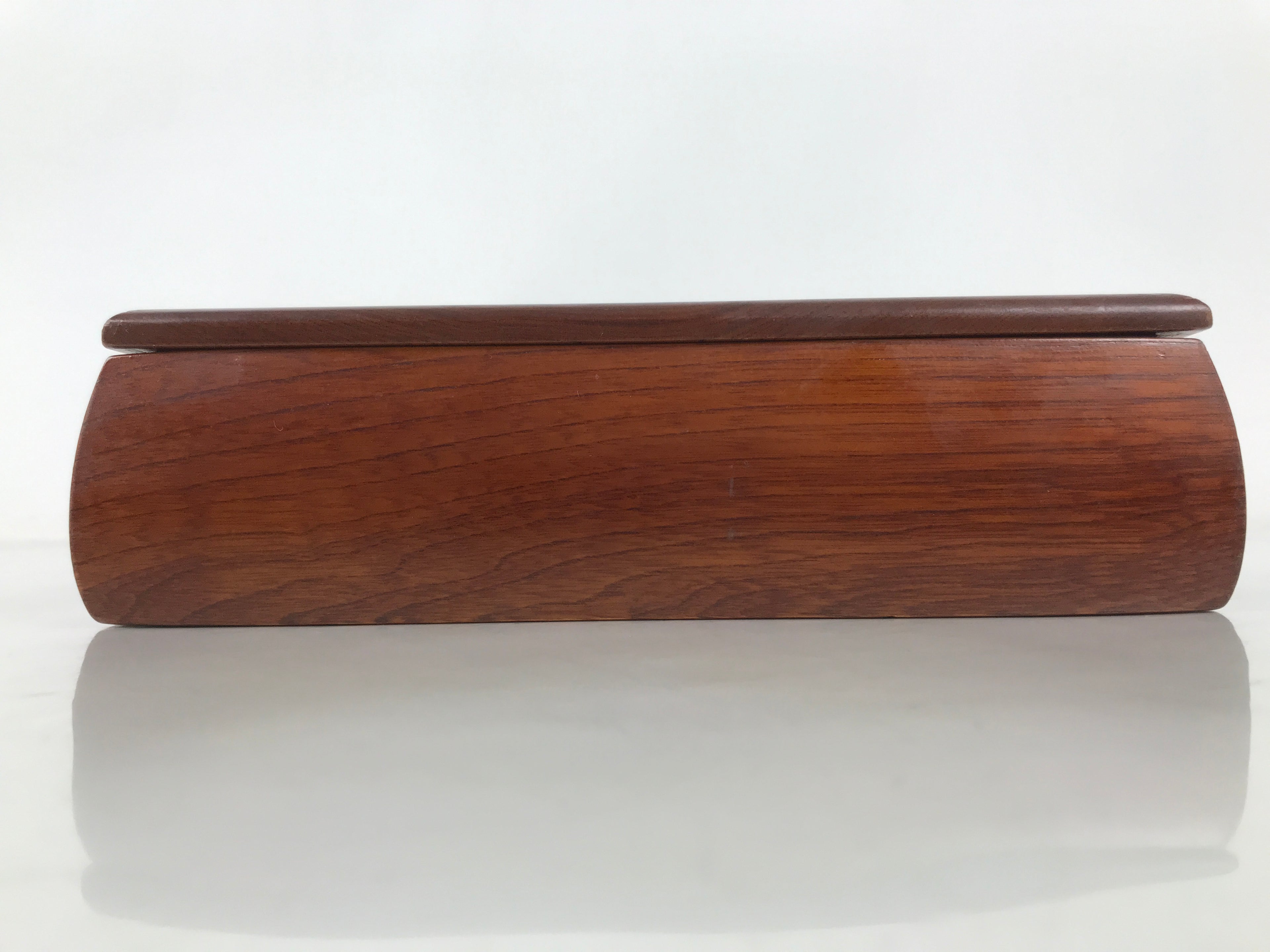 Japanese Brushed Lacquer Wood Lidded Fumibako Letter Box Vtg Simple Brown FB87