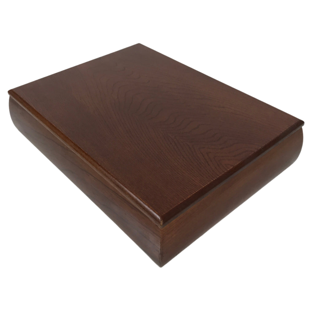 Japanese Brushed Lacquer Wood Lidded Fumibako Letter Box Vtg Simple Brown FB87