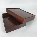 Japanese Brushed Lacquer Wood Lidded Fumibako Letter Box Vtg Simple Brown FB88