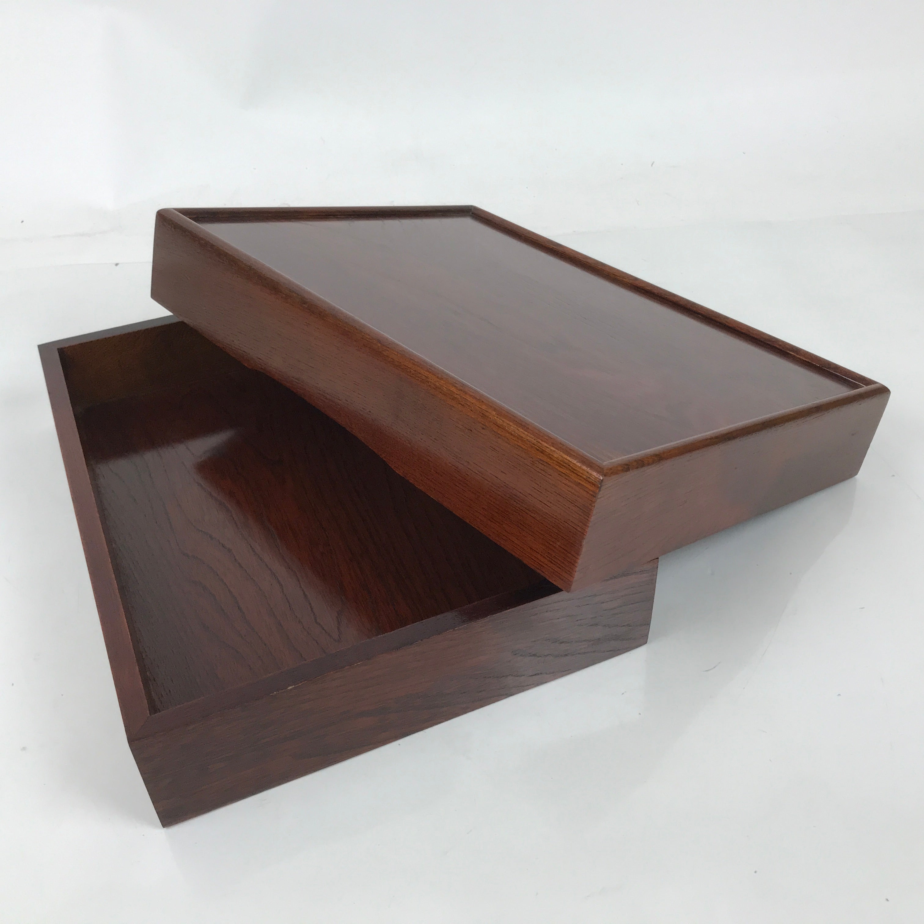 Japanese Brushed Lacquer Wood Lidded Fumibako Letter Box Vtg Simple Brown FB88