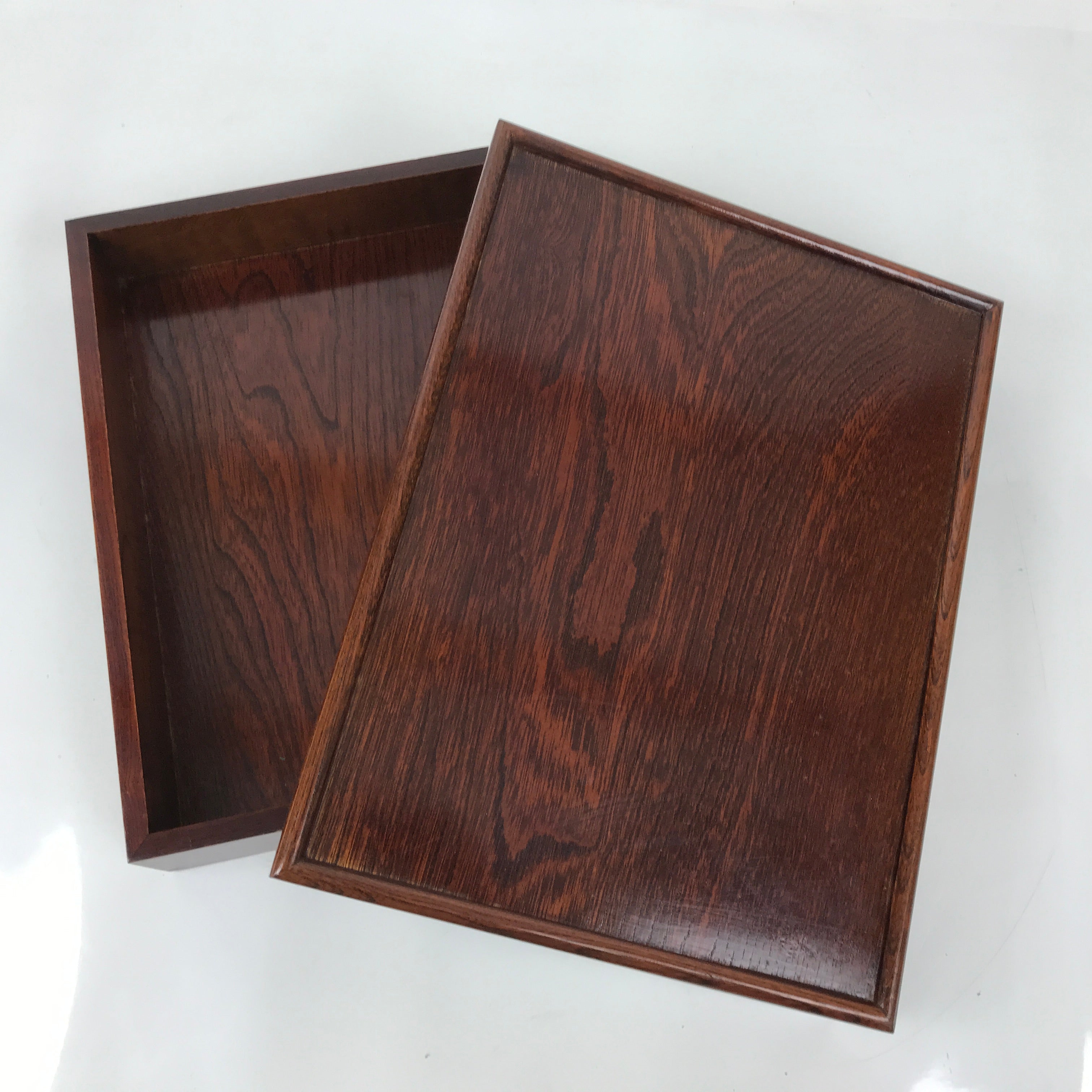 Japanese Brushed Lacquer Wood Lidded Fumibako Letter Box Vtg Simple Brown FB88