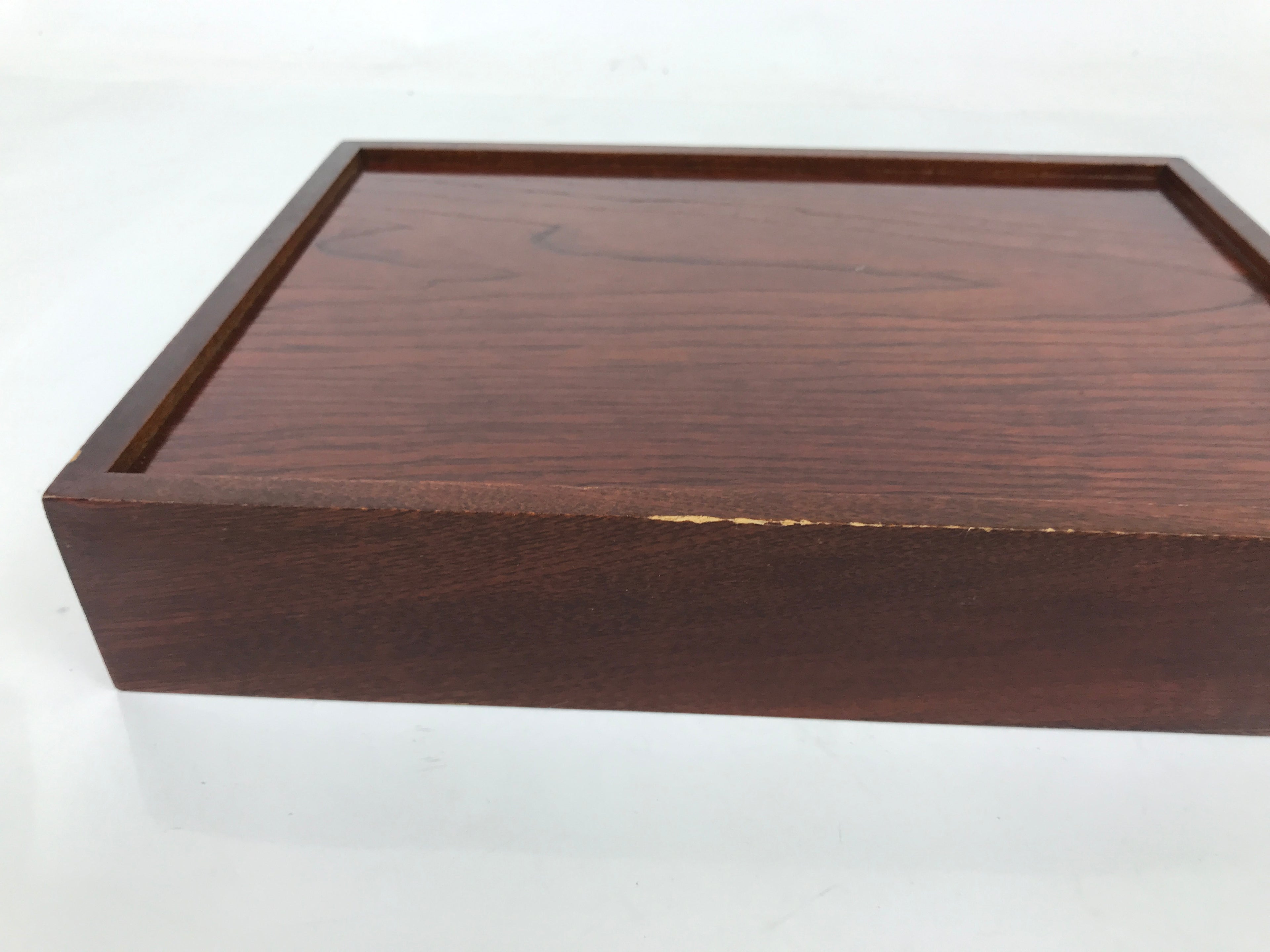 Japanese Brushed Lacquer Wood Lidded Fumibako Letter Box Vtg Simple Brown FB88