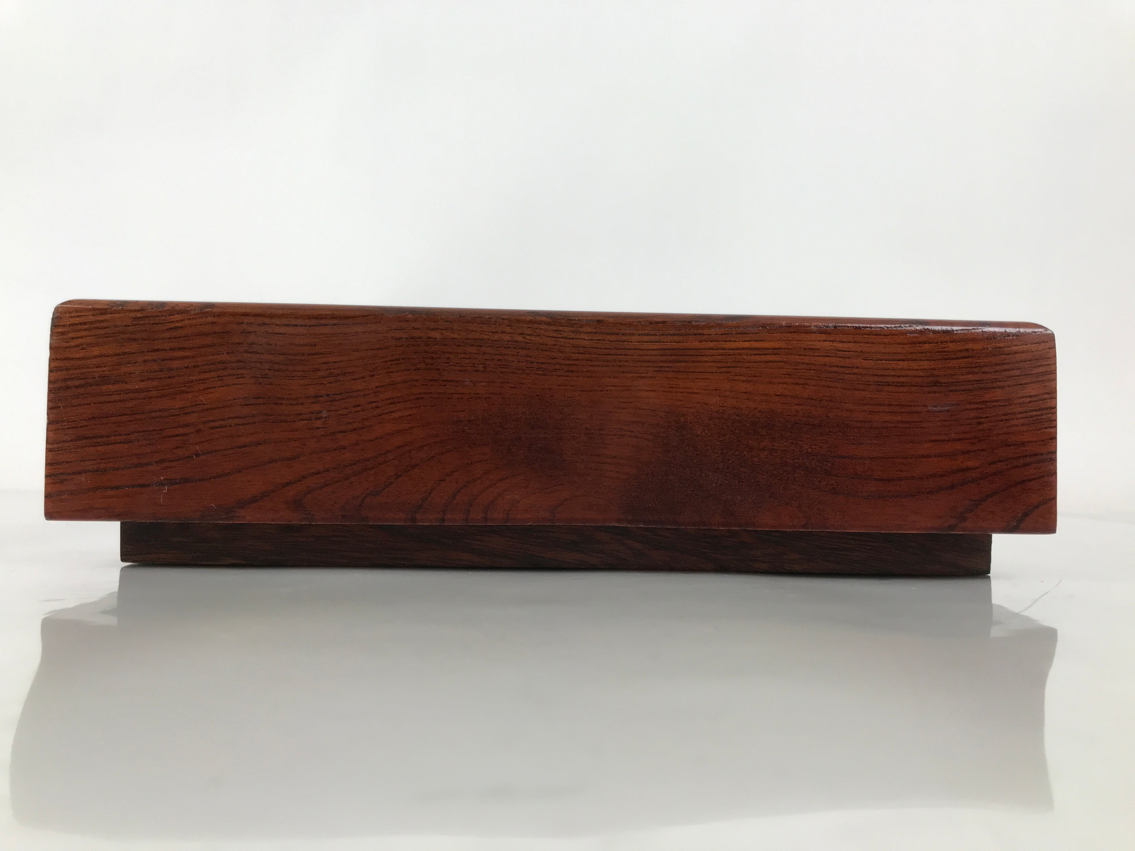 Japanese Brushed Lacquer Wood Lidded Fumibako Letter Box Vtg Simple Brown FB88