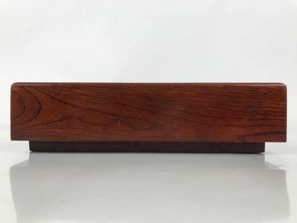 Japanese Brushed Lacquer Wood Lidded Fumibako Letter Box Vtg Simple Brown FB88