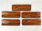 Japanese Brushed Lacquer Wood Oshibori-Oki Wet Towel Tray 5pc Wipe Holder L122