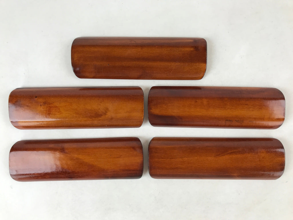 Japanese Brushed Lacquer Wood Oshibori-Oki Wet Towel Tray 5pc Wipe Holder L122