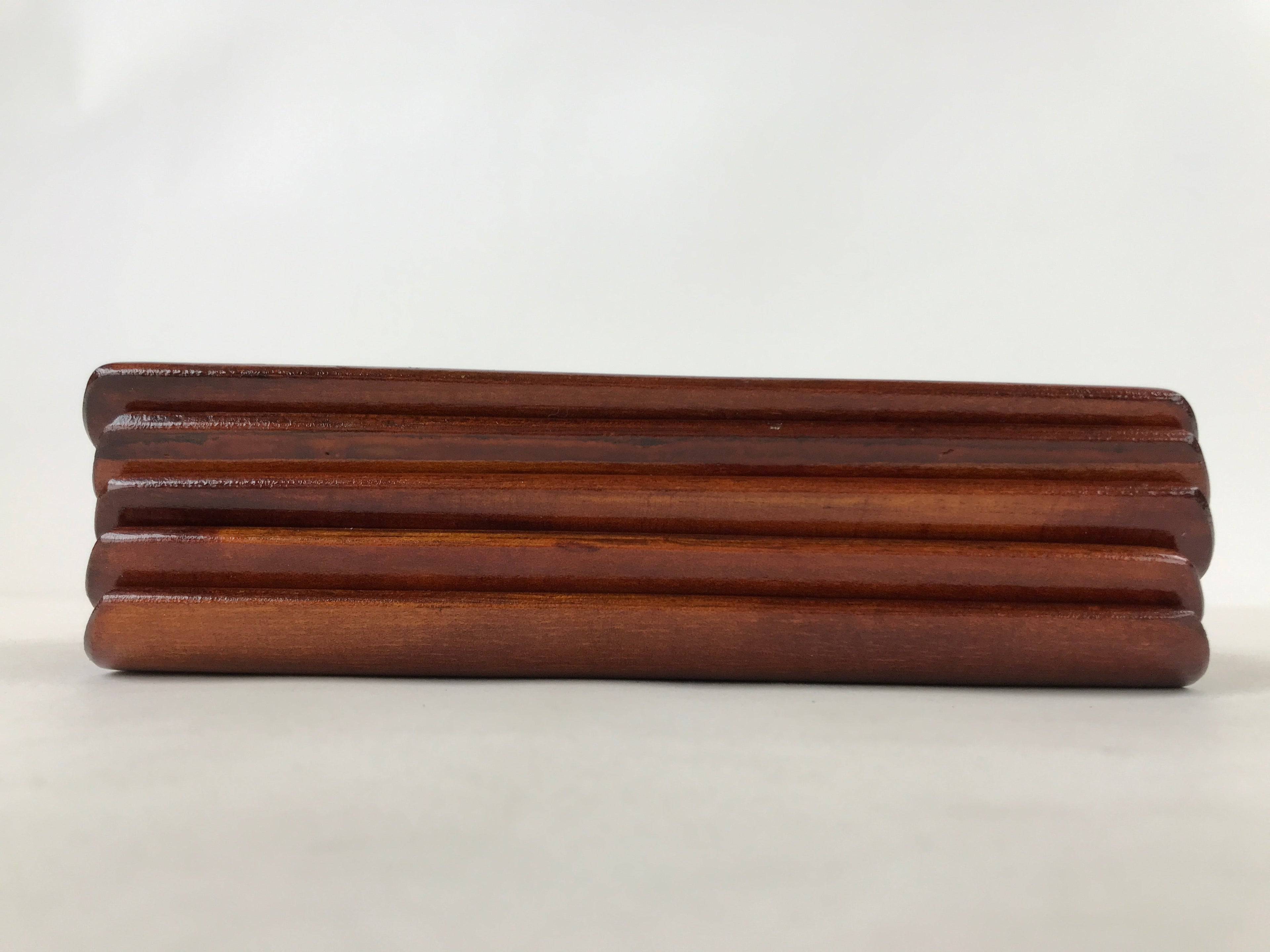 Japanese Brushed Lacquer Wood Oshibori-Oki Wet Towel Tray 5pc Wipe Holder L122