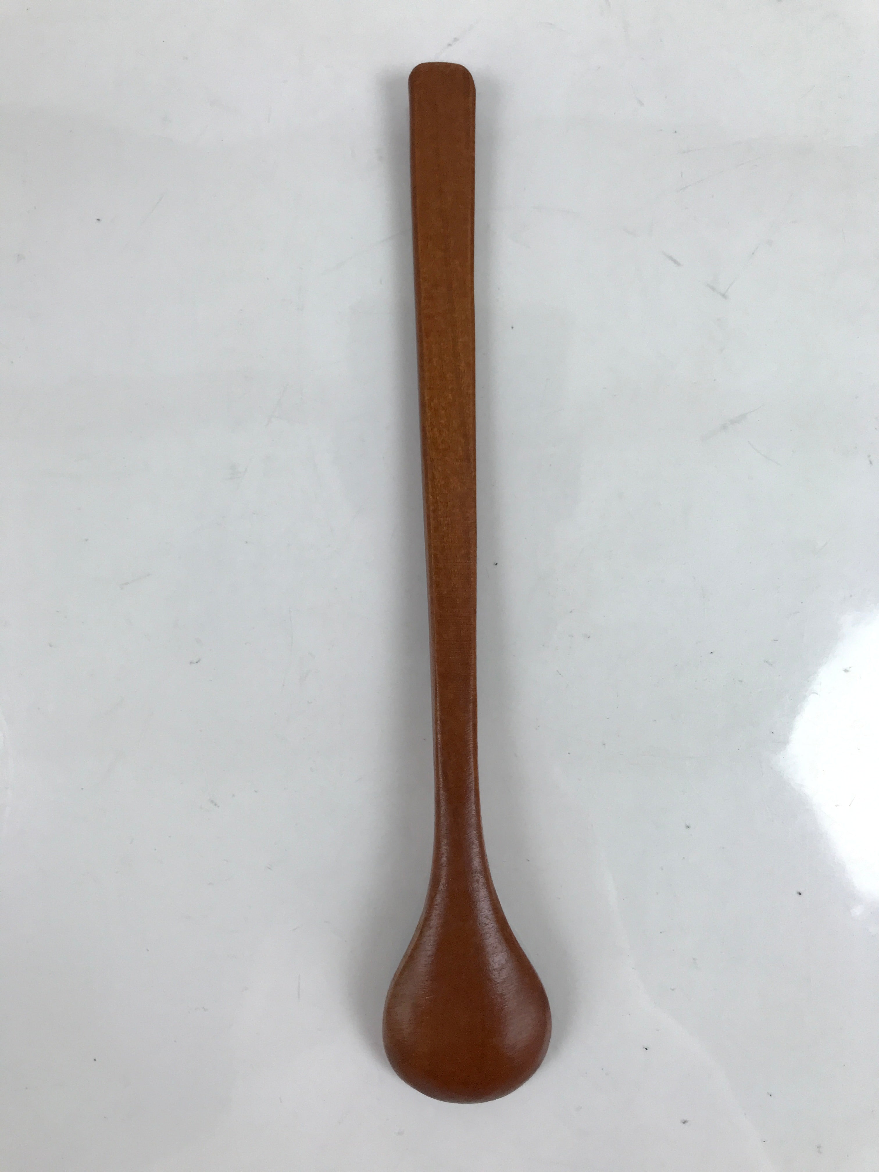 Japanese Brushed Lacquer Wood Parfait Spoon Vtg Long Handle Flatware Brown JK733