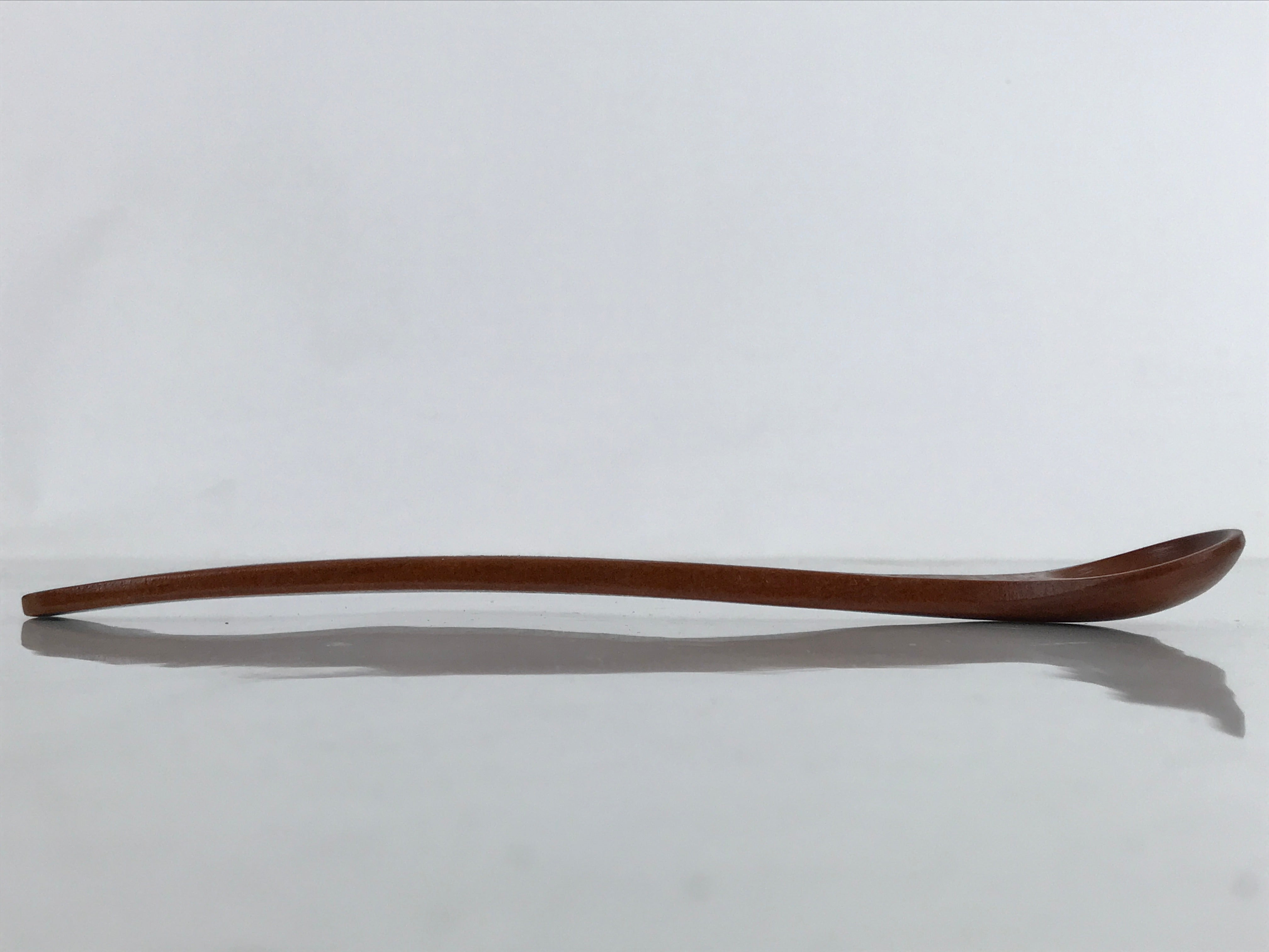 Japanese Brushed Lacquer Wood Parfait Spoon Vtg Long Handle Flatware Brown JK733