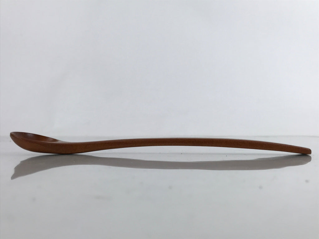 Japanese Brushed Lacquer Wood Parfait Spoon Vtg Long Handle Flatware Brown JK734