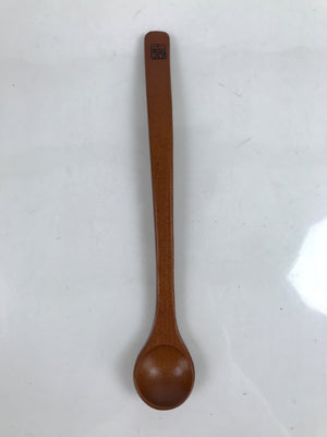 Japanese Brushed Lacquer Wood Parfait Spoon Vtg Long Handle Flatware Brown JK735