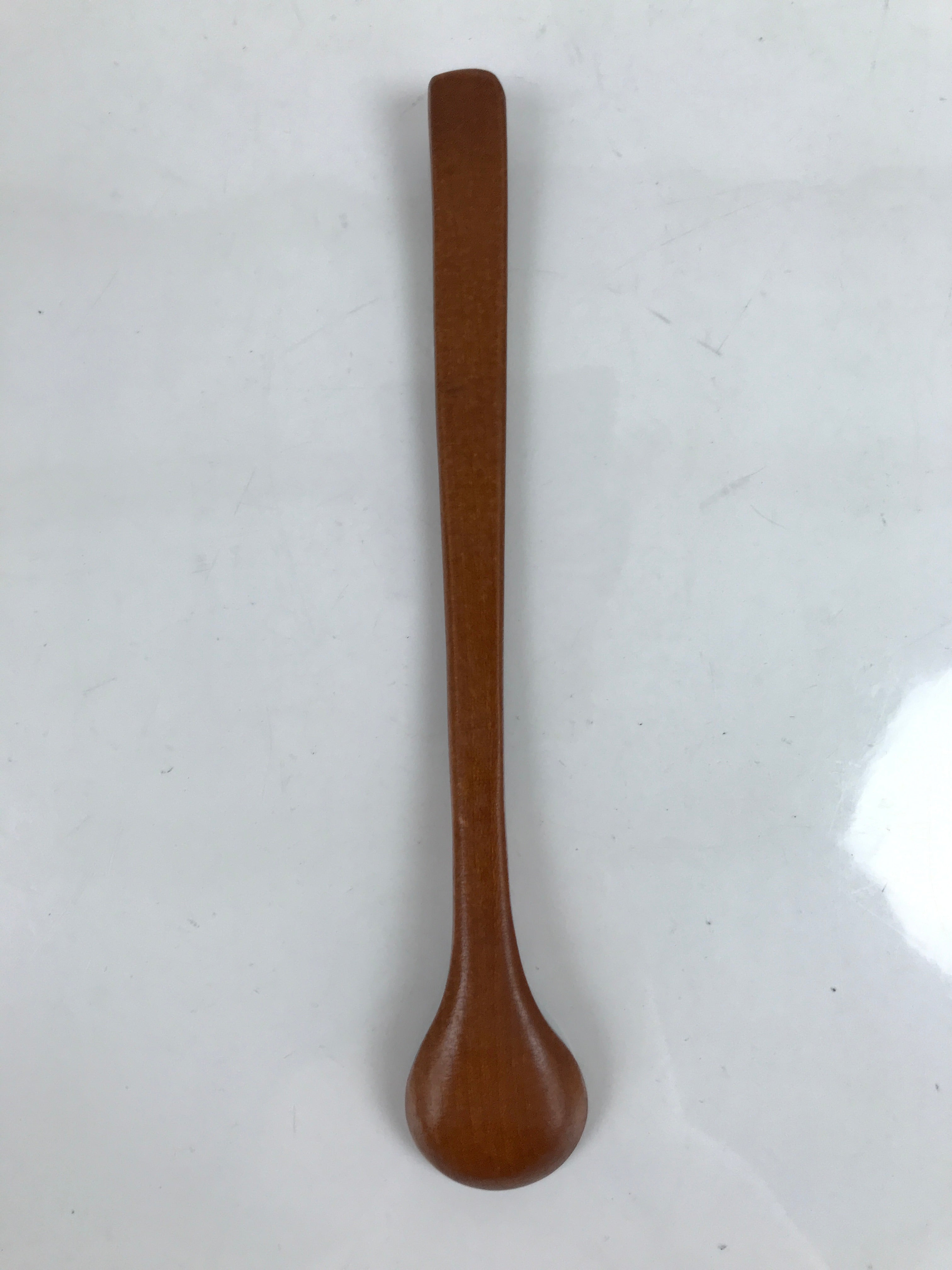 Japanese Brushed Lacquer Wood Parfait Spoon Vtg Long Handle Flatware Brown JK735