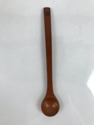 Japanese Brushed Lacquer Wood Parfait Spoon Vtg Long Handle Flatware Brown JK736