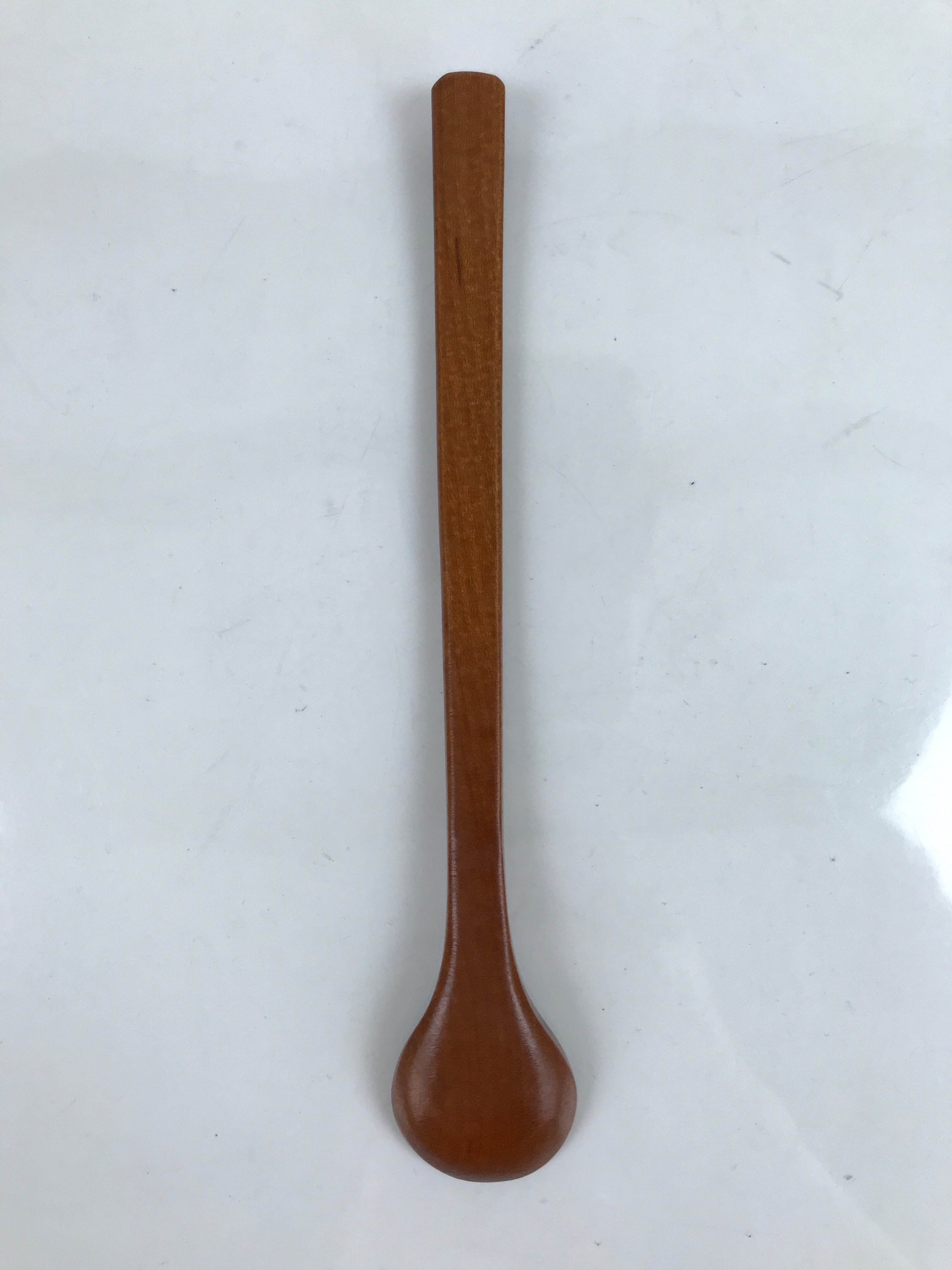 Japanese Brushed Lacquer Wood Parfait Spoon Vtg Long Handle Flatware Brown JK736