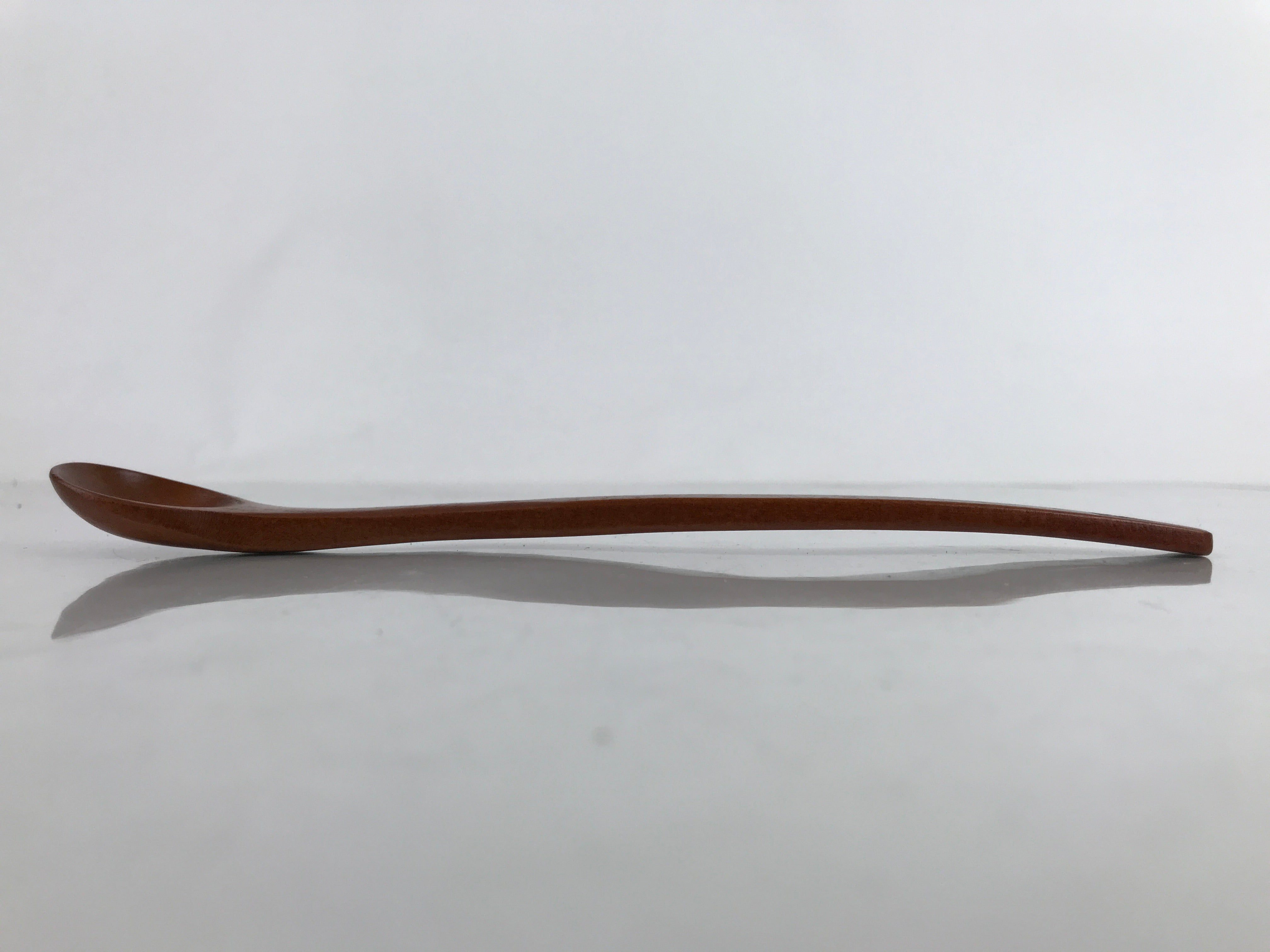 Japanese Brushed Lacquer Wood Parfait Spoon Vtg Long Handle Flatware Brown JK737