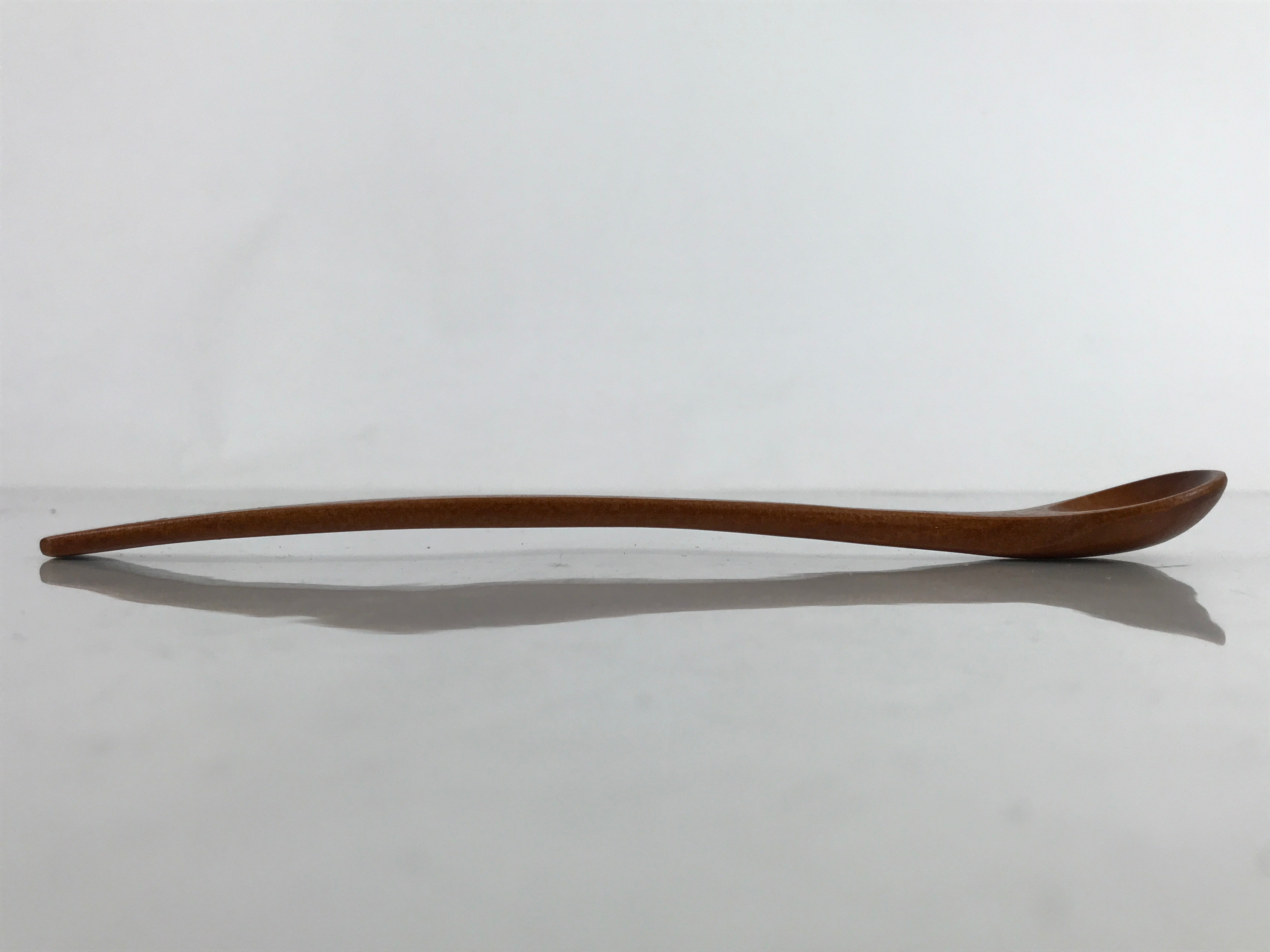 Japanese Brushed Lacquer Wood Parfait Spoon Vtg Long Handle Flatware Brown JK739