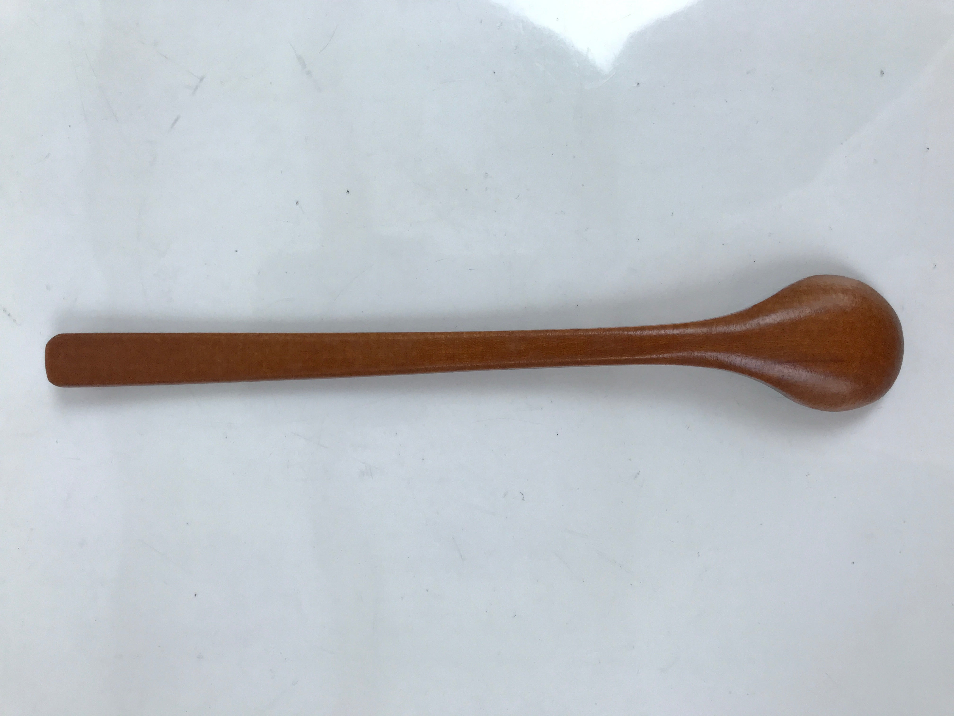 Japanese Brushed Lacquer Wood Parfait Spoon Vtg Long Handle Flatware Brown JK740