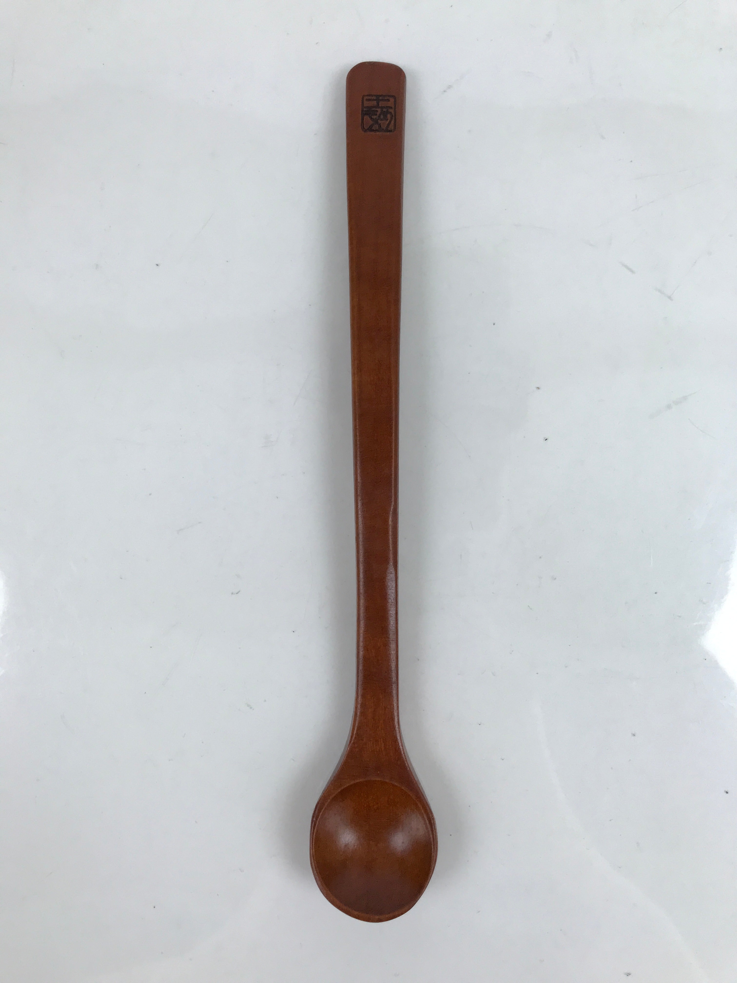 Japanese Brushed Lacquer Wood Parfait Spoon Vtg Long Handle Flatware Brown JK741