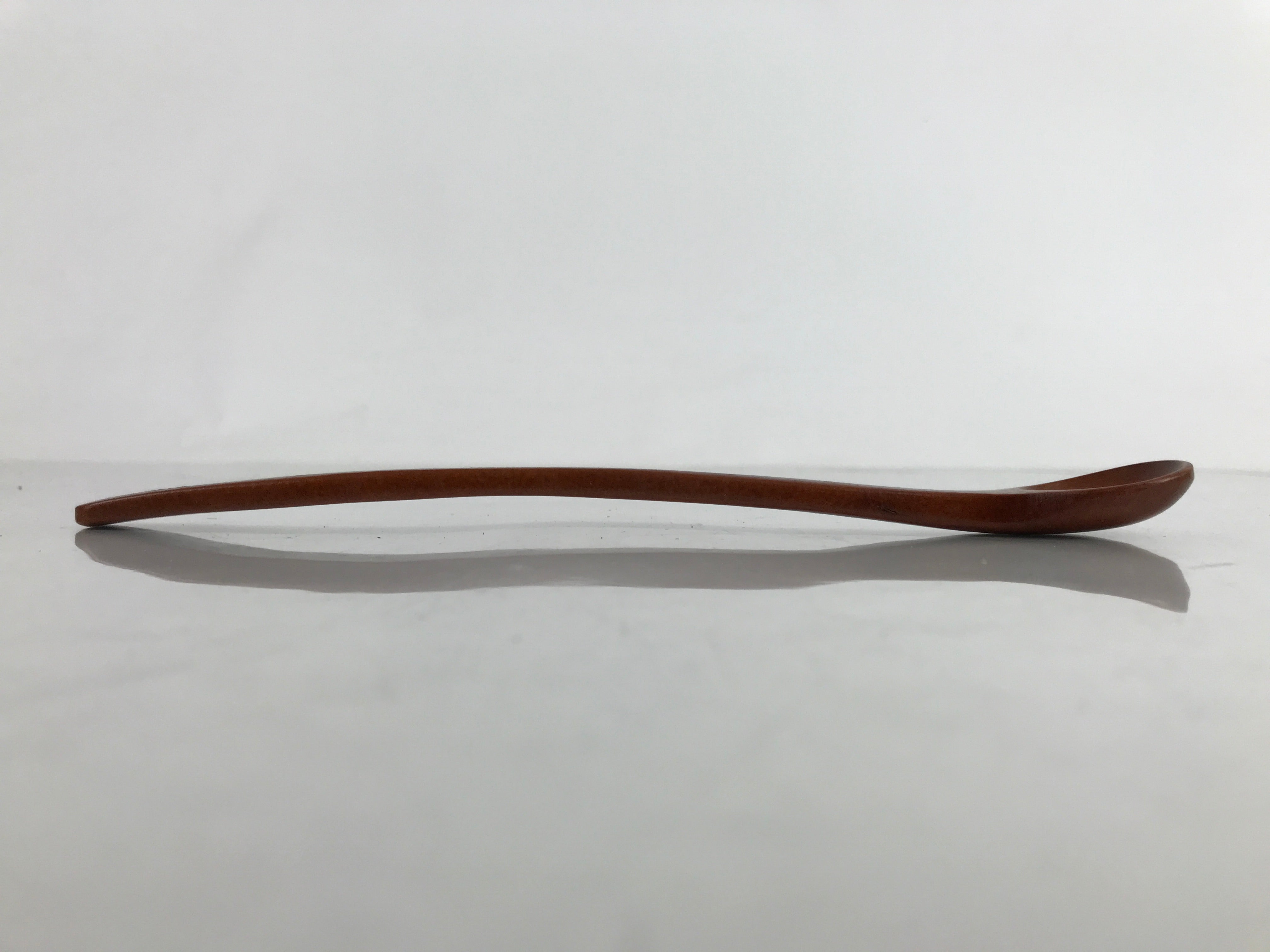 Japanese Brushed Lacquer Wood Parfait Spoon Vtg Long Handle Flatware Brown JK741