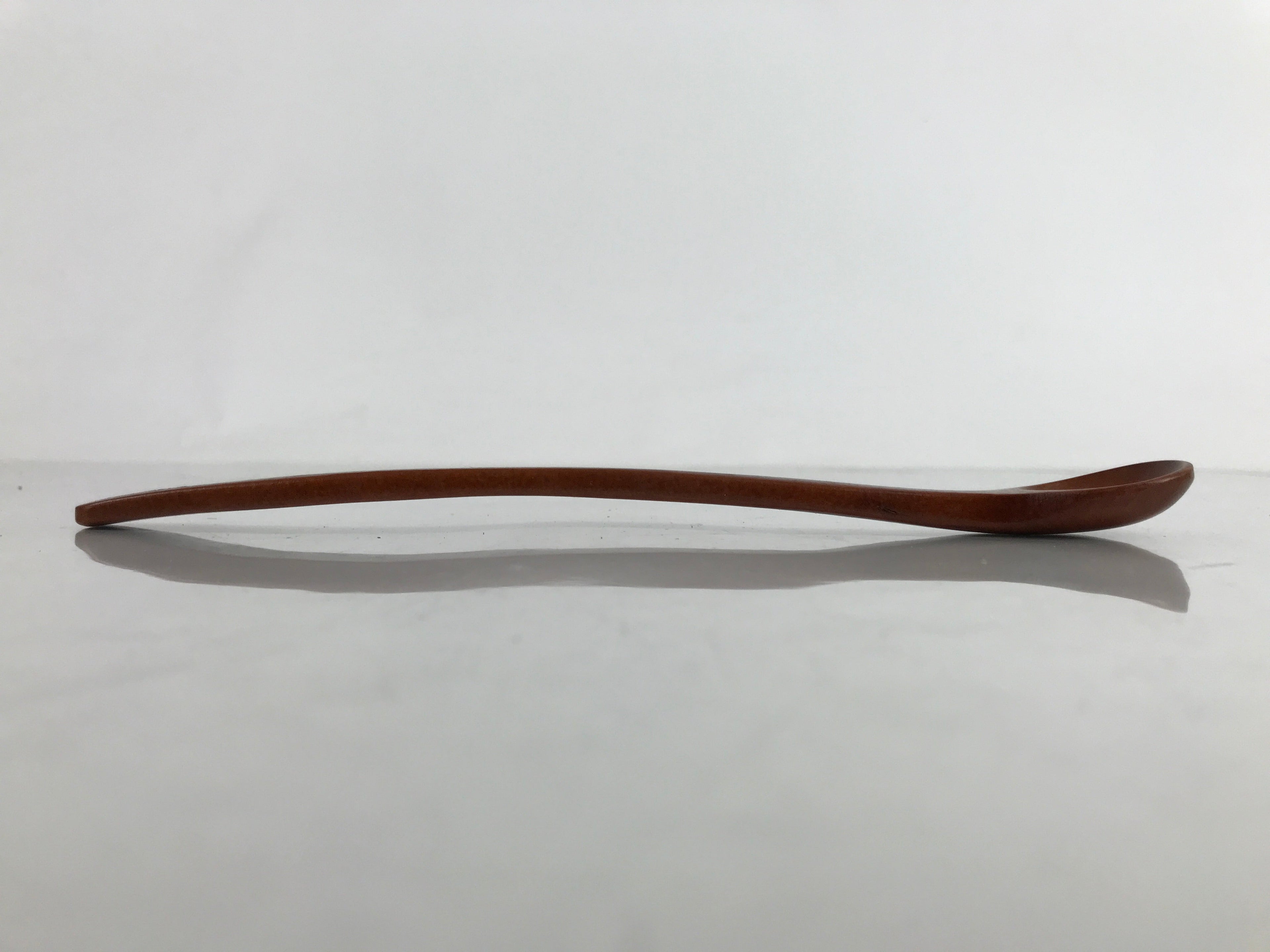 Japanese Brushed Lacquer Wood Parfait Spoon Vtg Long Handle Flatware Brown JK741