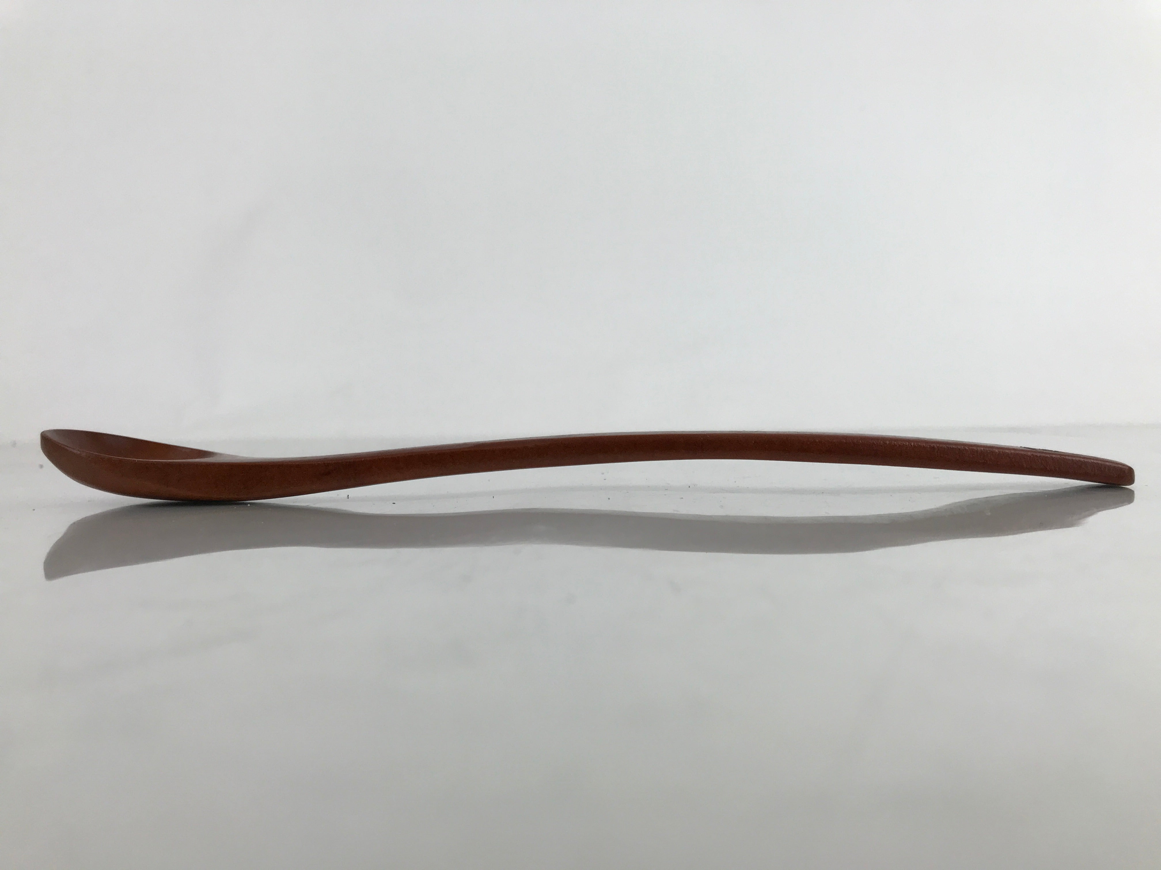 Japanese Brushed Lacquer Wood Parfait Spoon Vtg Long Handle Flatware Brown JK741