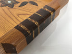Japanese Brushed Lacquer Wood Serving Tray Obon Rectangle Bellflower Kikyo L587