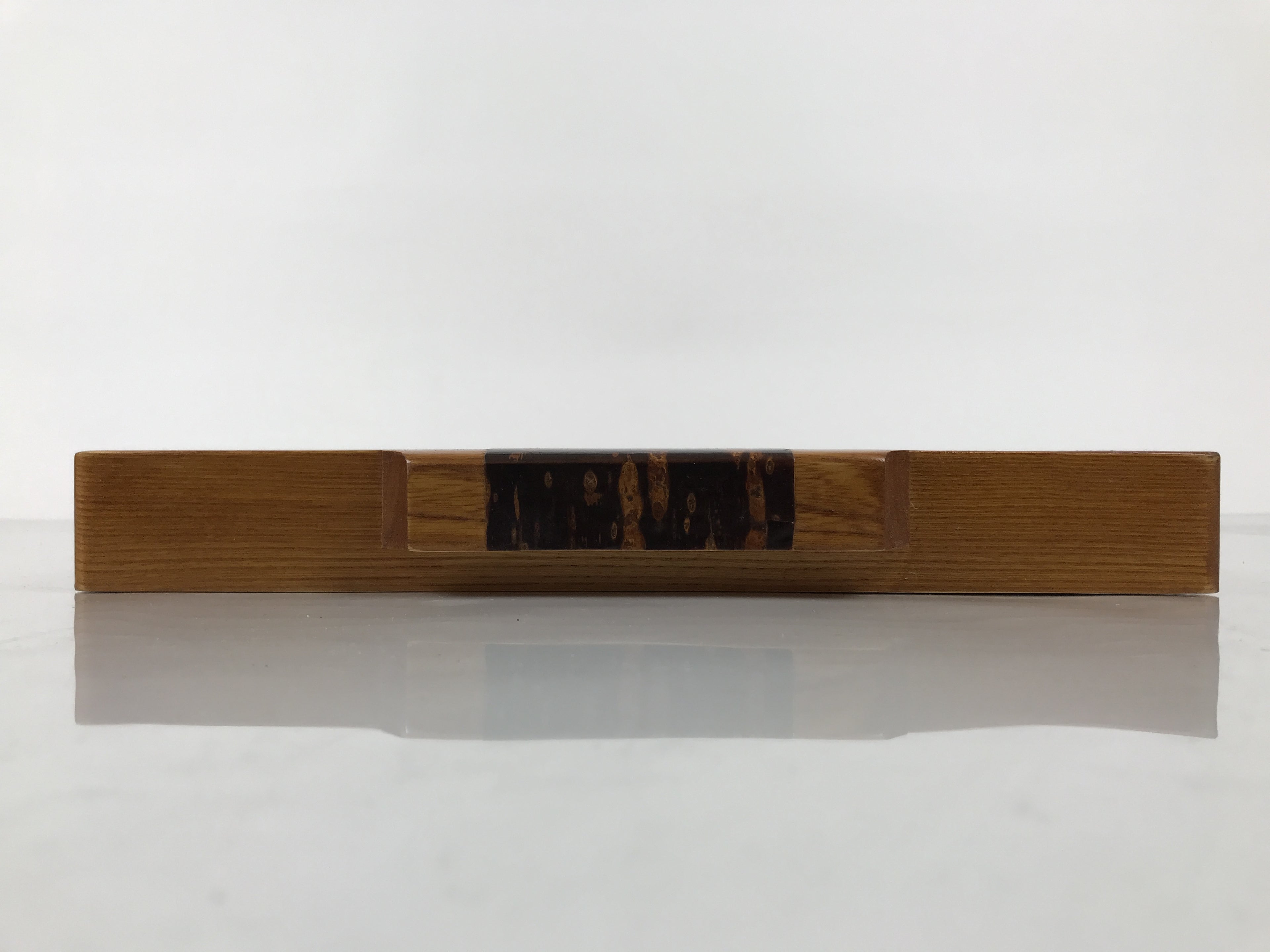 Japanese Brushed Lacquer Wood Serving Tray Obon Rectangle Bellflower Kikyo L587