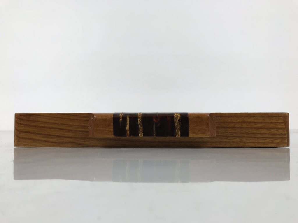 Japanese Brushed Lacquer Wood Serving Tray Obon Rectangle Bellflower Kikyo L587