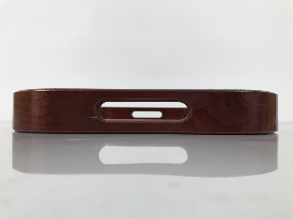 Japanese Brushed Lacquer Wood Serving Tray Obon Vtg Rectangle Floral Makie L586