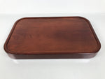 Japanese Brushed Lacquer Wood Serving Tray Obon Vtg Rectangle Floral Makie L586