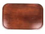 Japanese Brushed Lacquer Wood Serving Tray Obon Vtg Rectangle Floral Makie L586