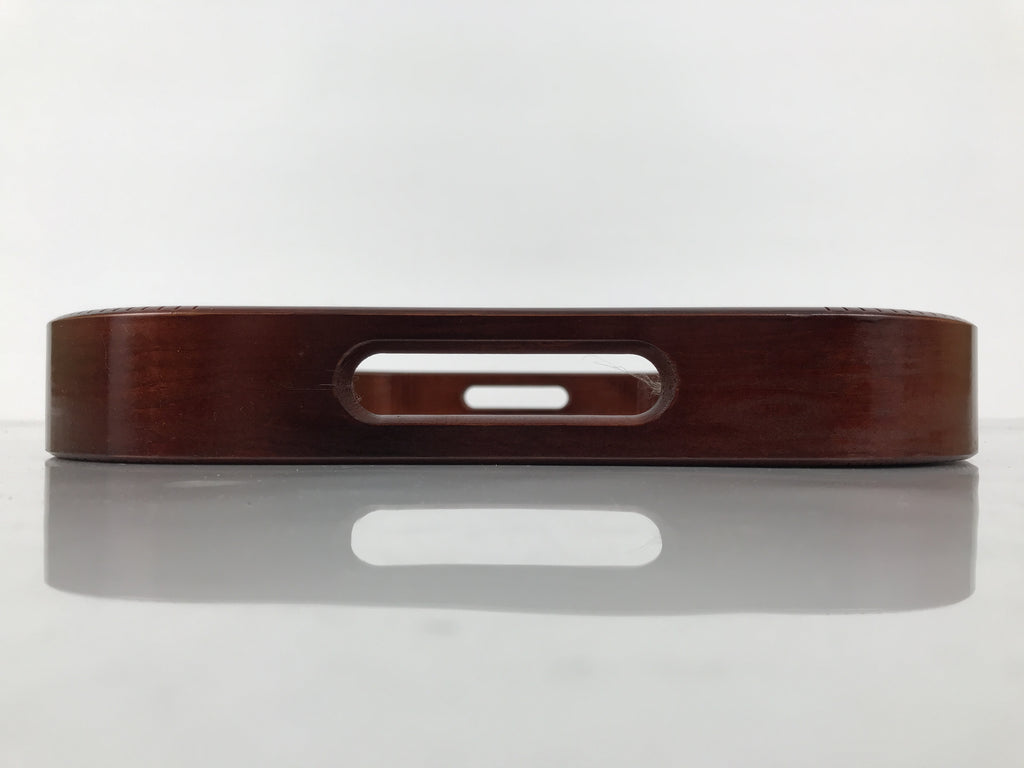 Japanese Brushed Lacquer Wood Serving Tray Obon Vtg Rectangle Floral Makie L586