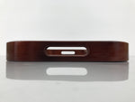 Japanese Brushed Lacquer Wood Serving Tray Obon Vtg Rectangle Floral Makie L586