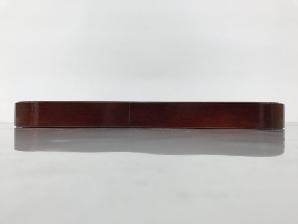 Japanese Brushed Lacquer Wood Serving Tray Obon Vtg Rectangle Floral Makie L586