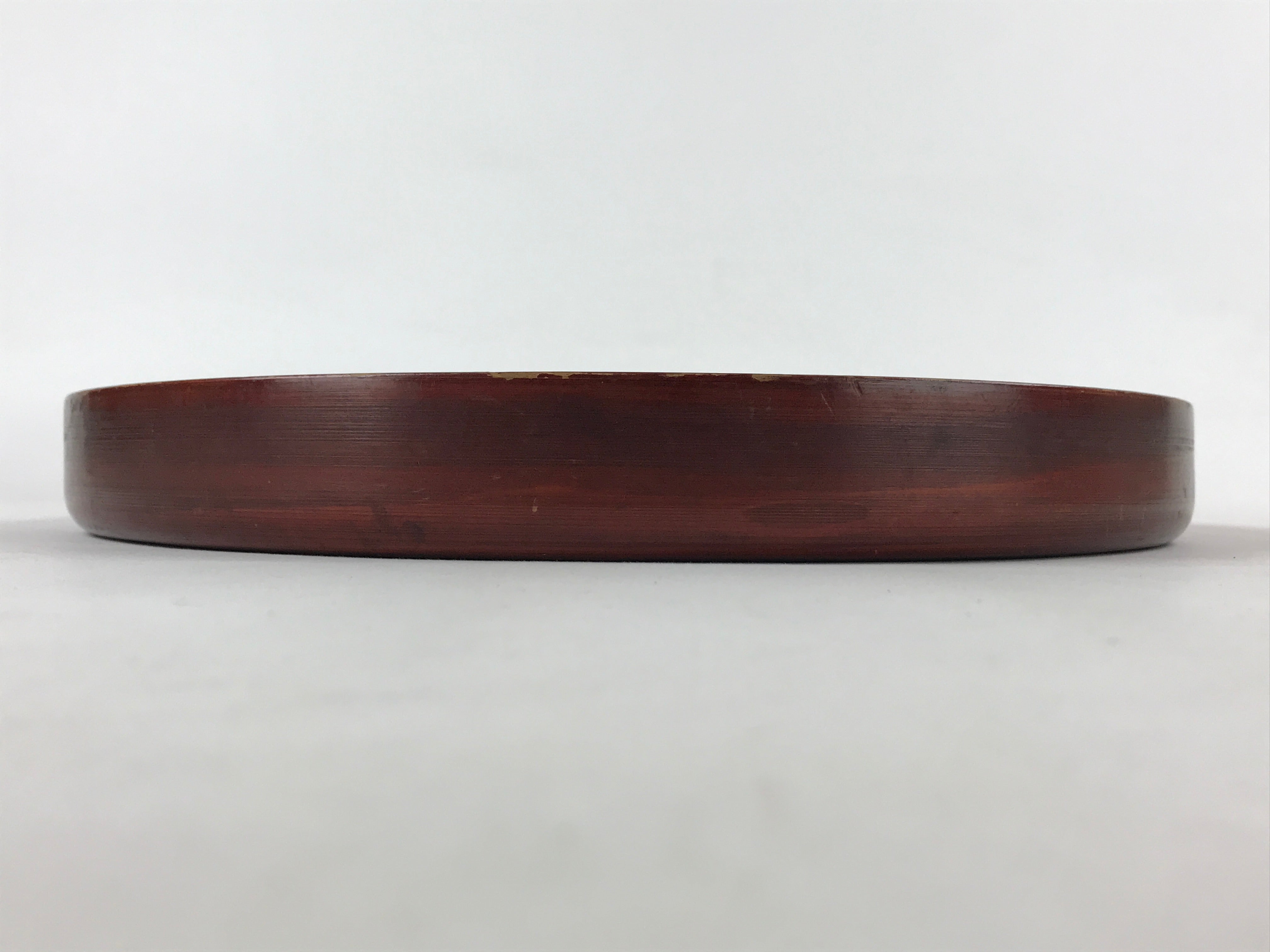 Japanese Brushed Lacquer Wood Serving Tray Vtg Obon Flowers Reddish Brown L25